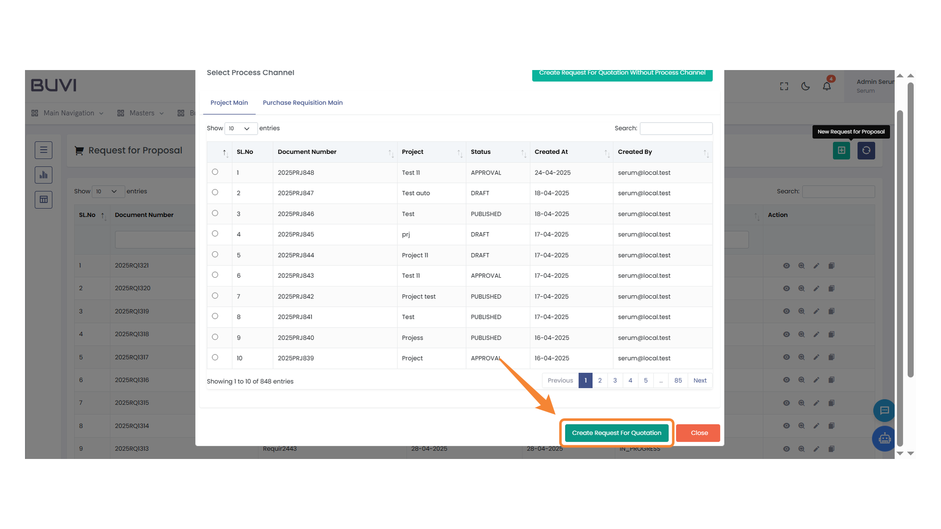 Create a New Quote Request