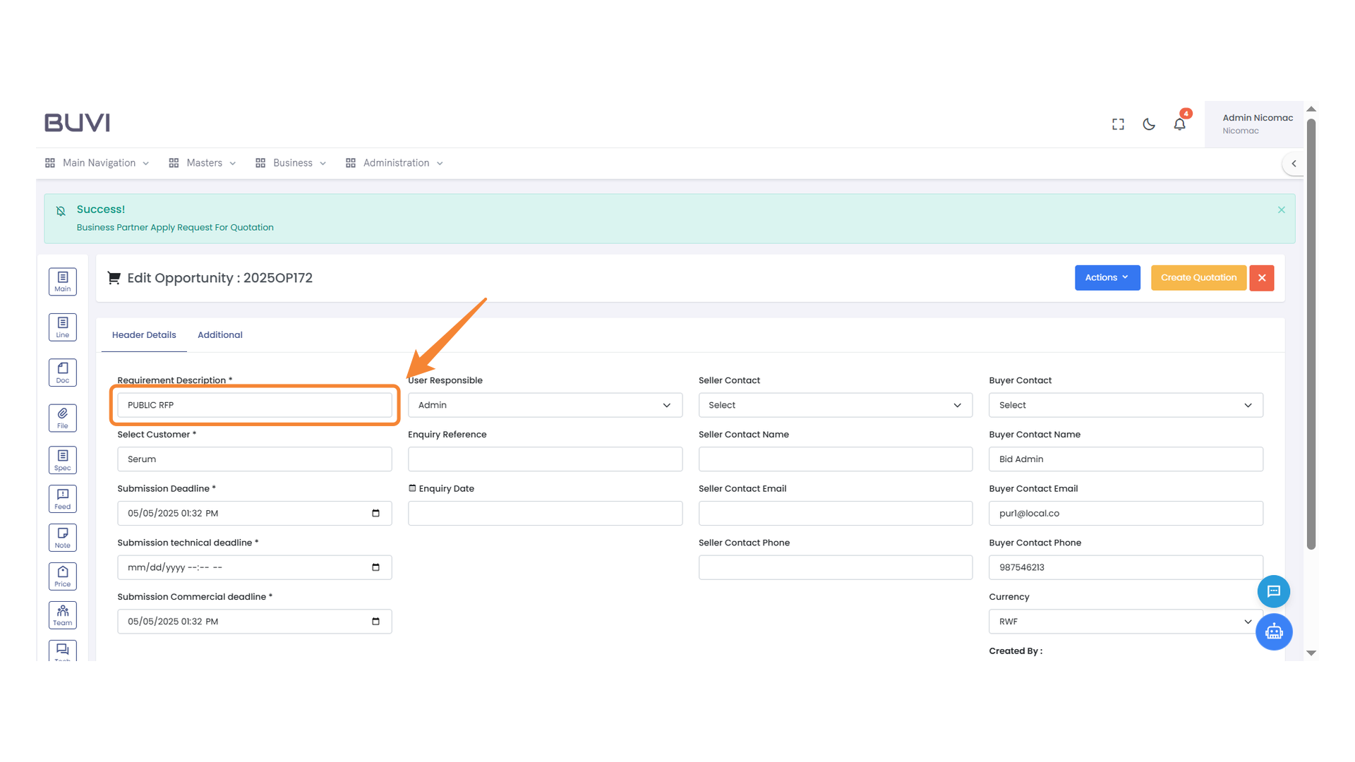Requirement Description Field