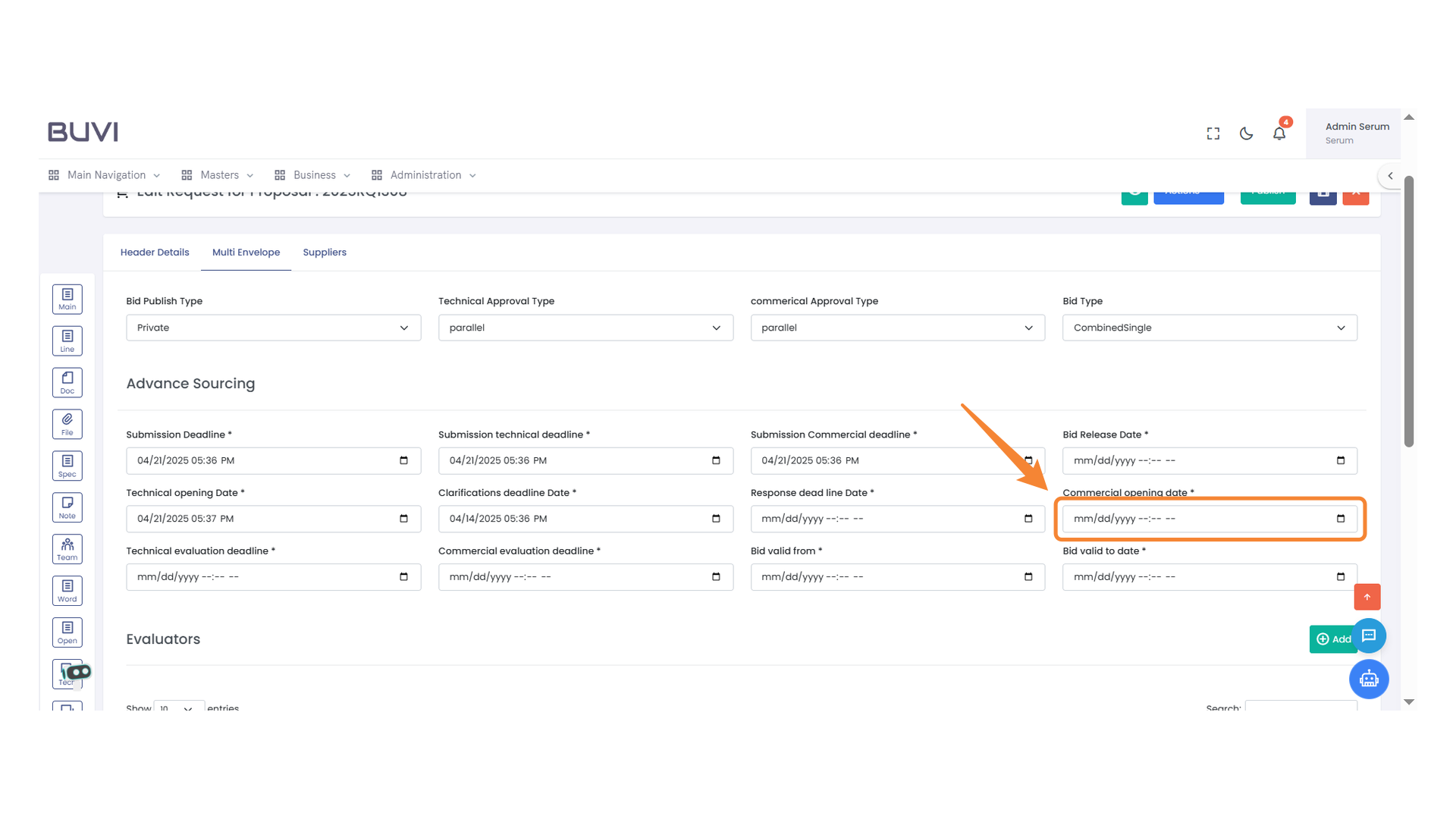 Commercial Opening Date Field