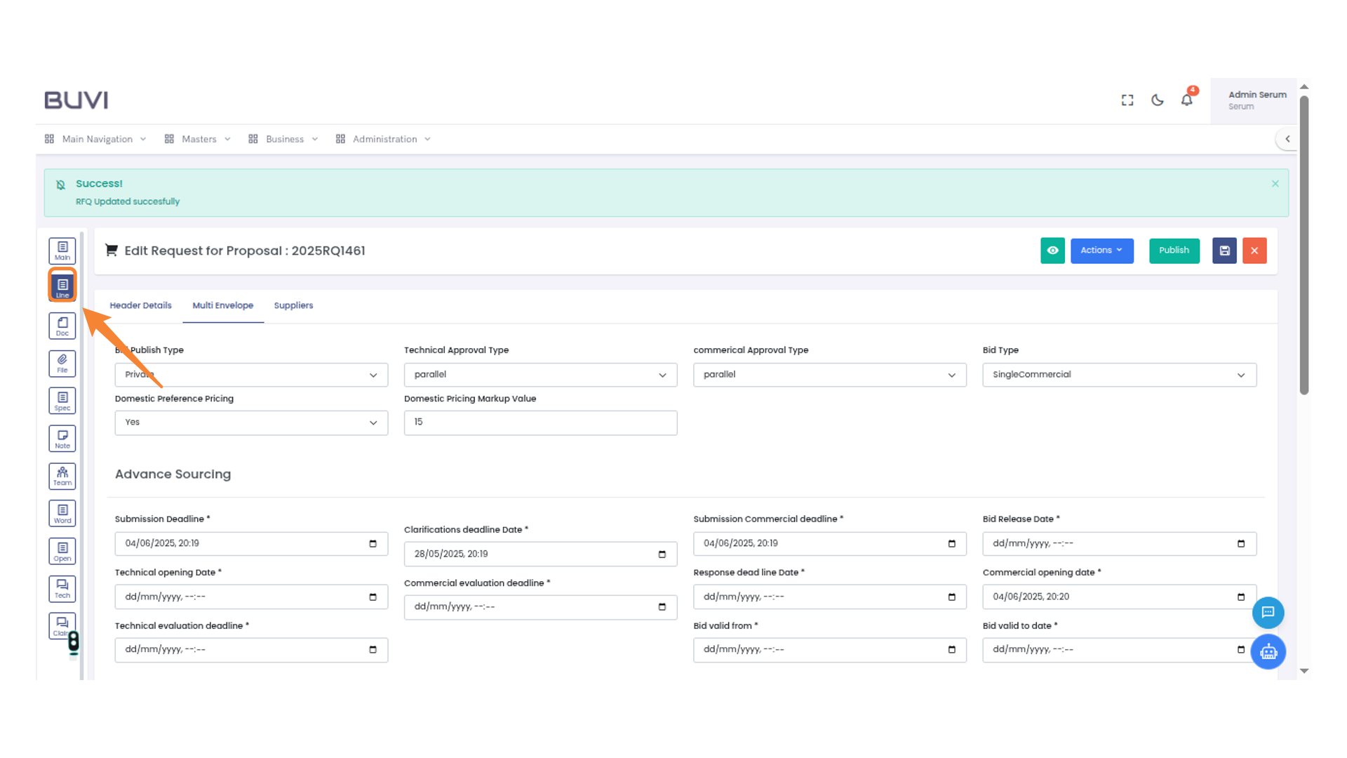 Identify the Line Menu
