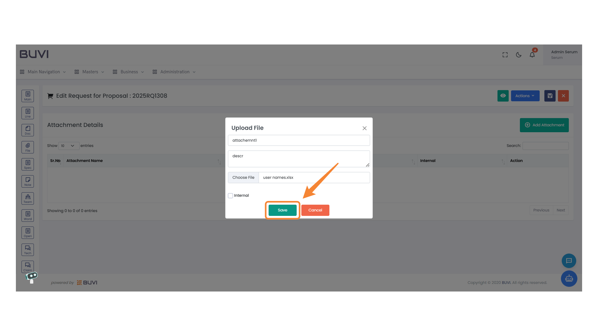 Save Button in File Upload Dialog