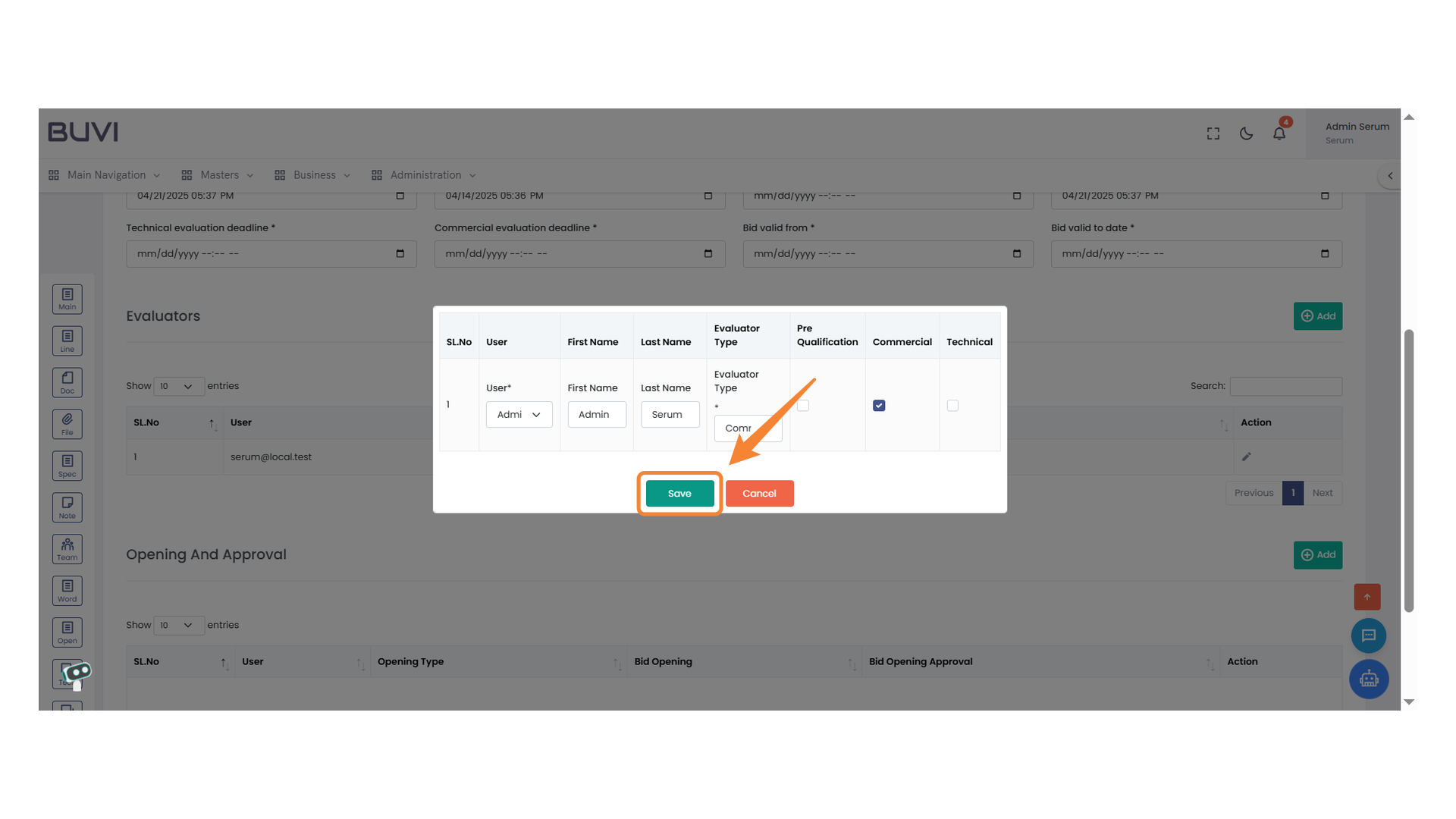 Save Button Highlighted