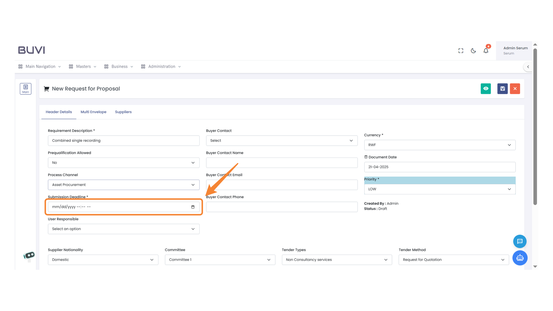 Submission Deadline Field