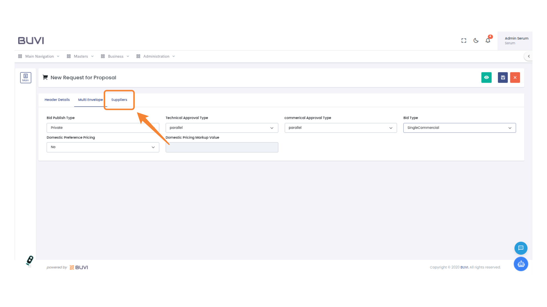 Access Suppliers Tab