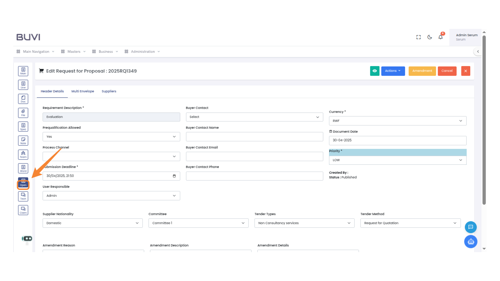 Open Button on Navigation Panel
