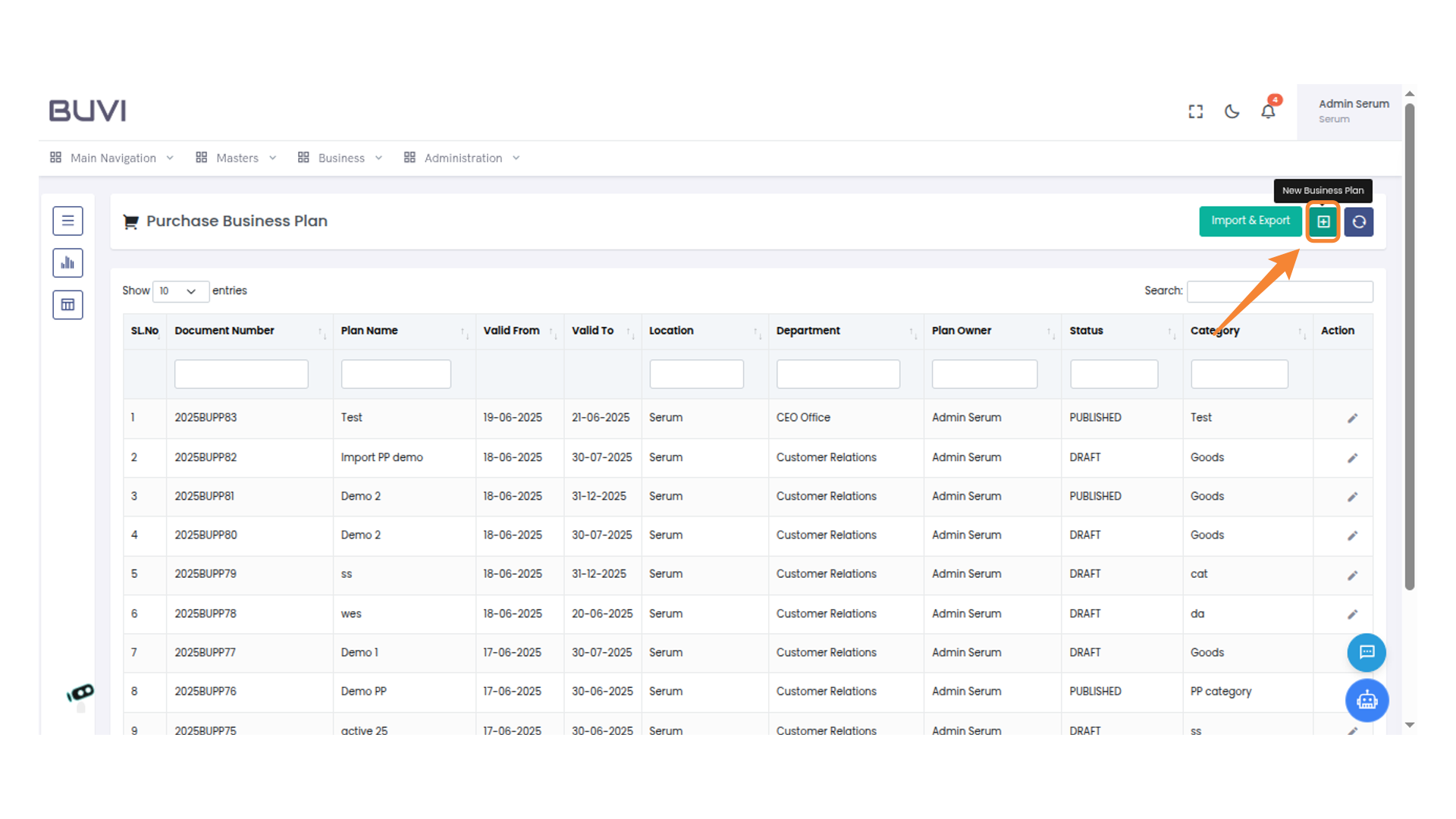 Create New Business Plan