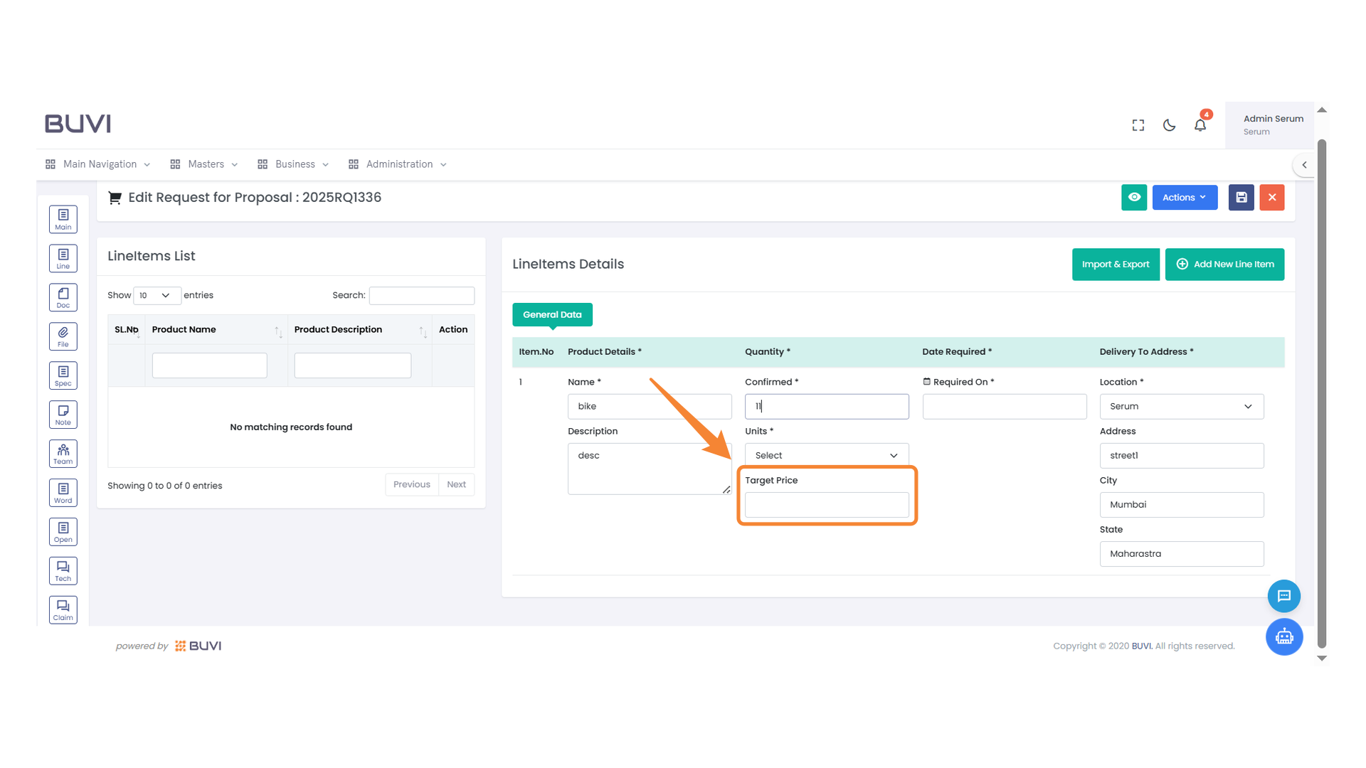 Target Price Input Field