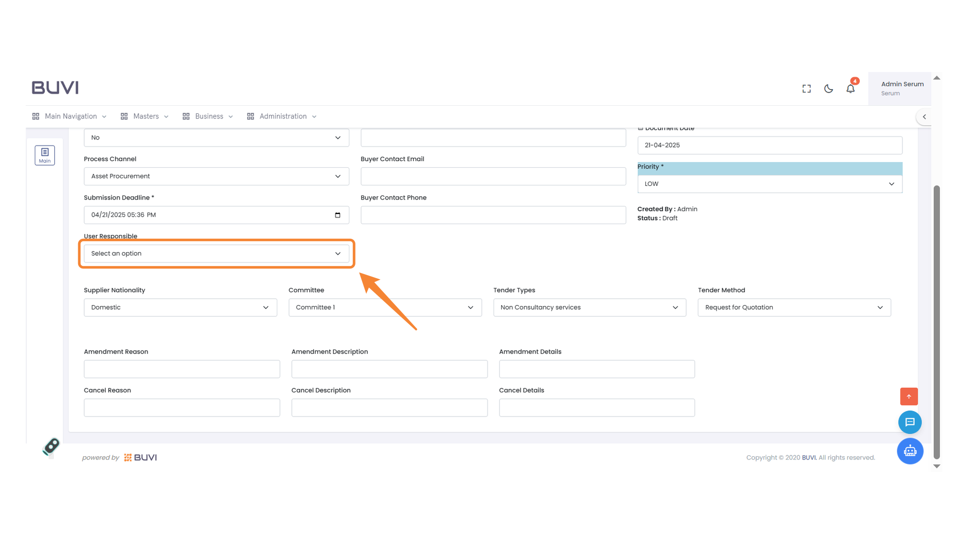 User Responsibility Selection