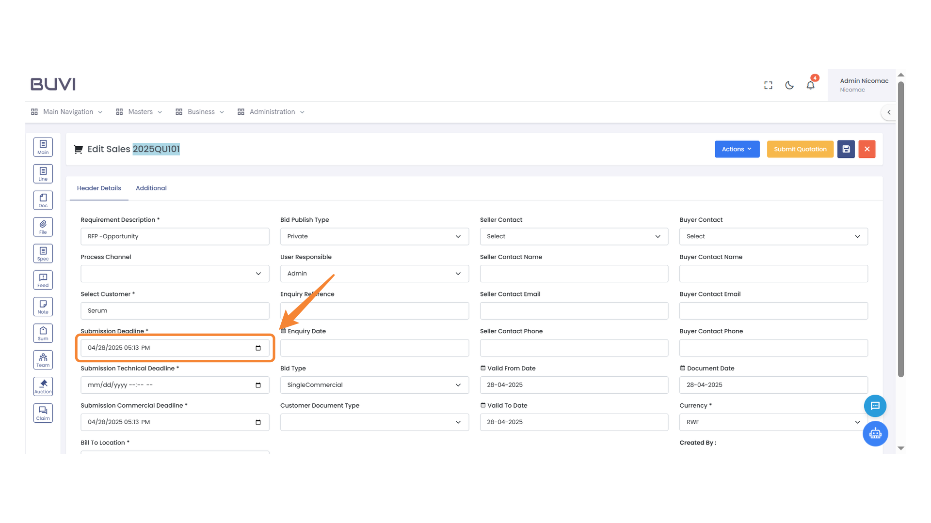 Submission Deadline Field