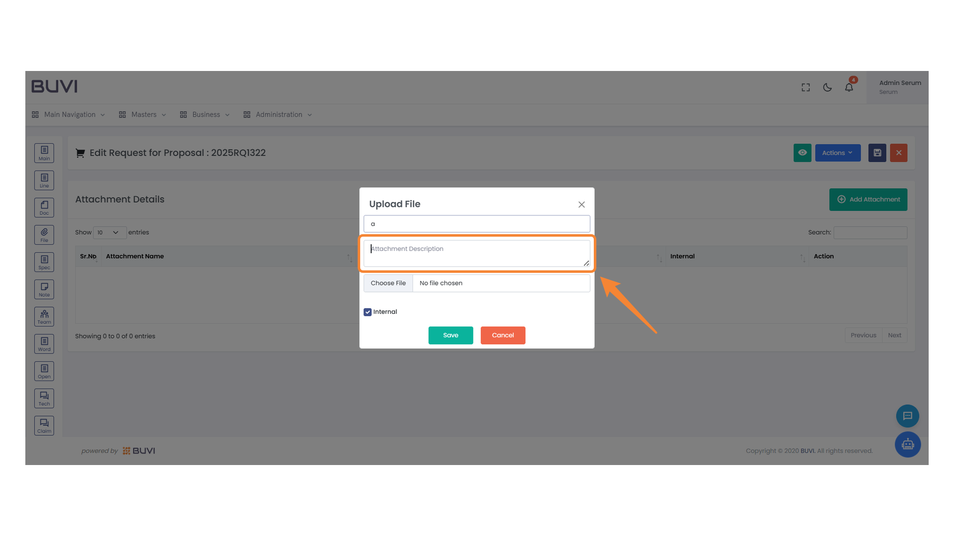 Attachment Description Field