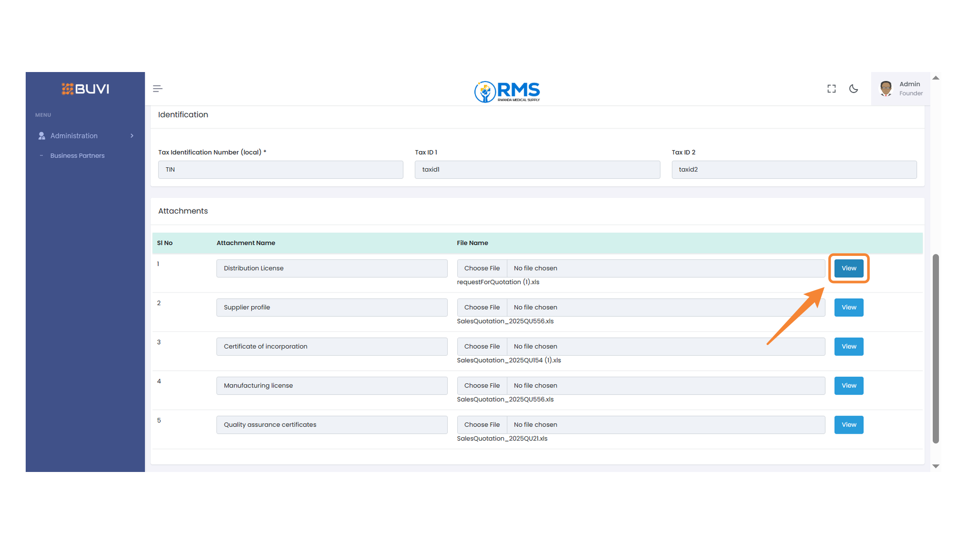 View Button for Distribution License