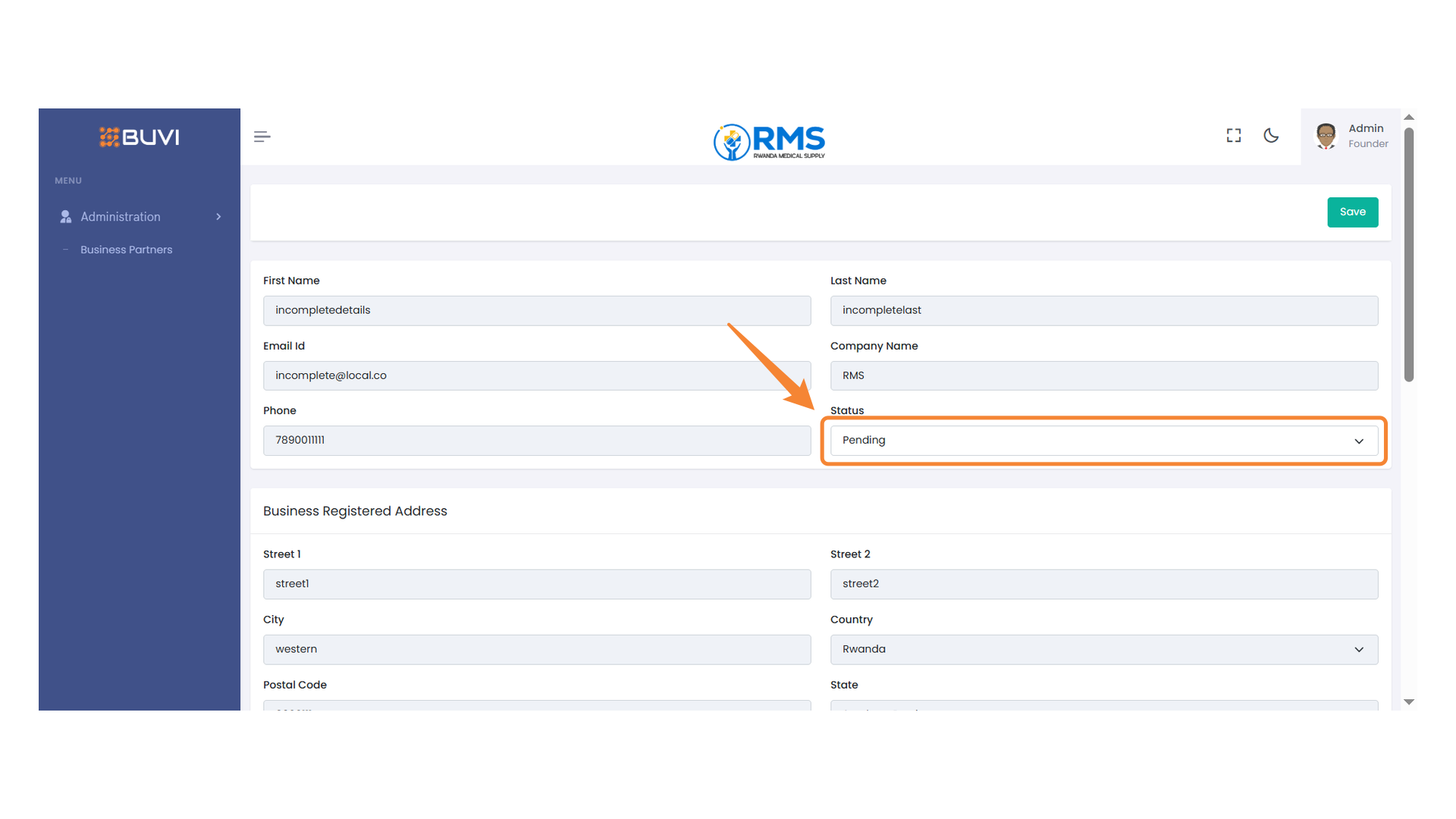 Status Selection Field