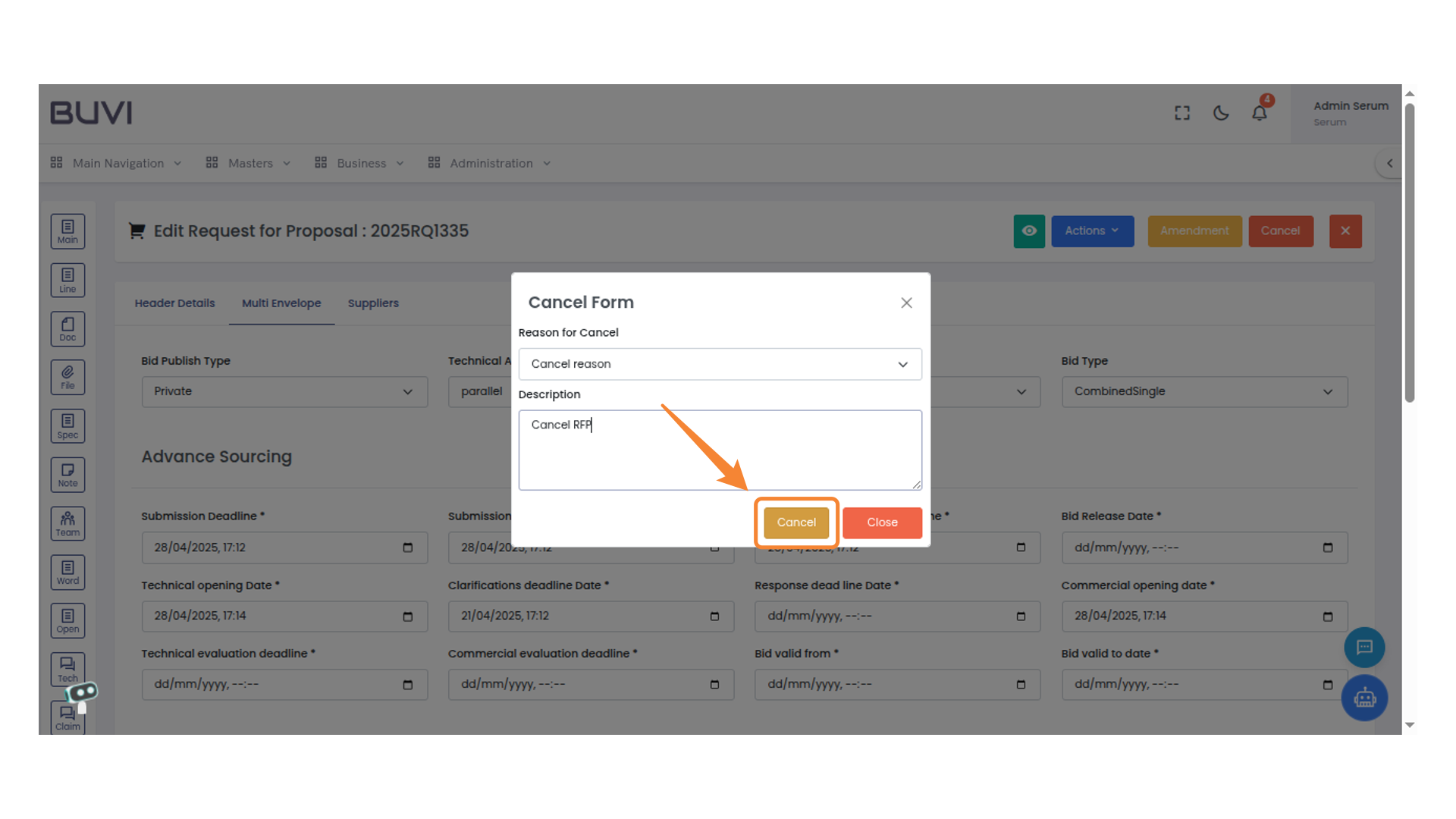 Cancel Action Confirmation
