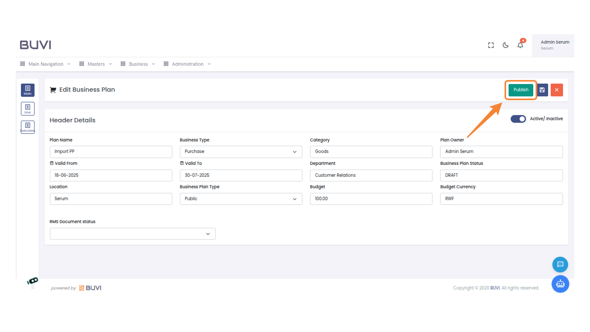 Publish the Business Plan
