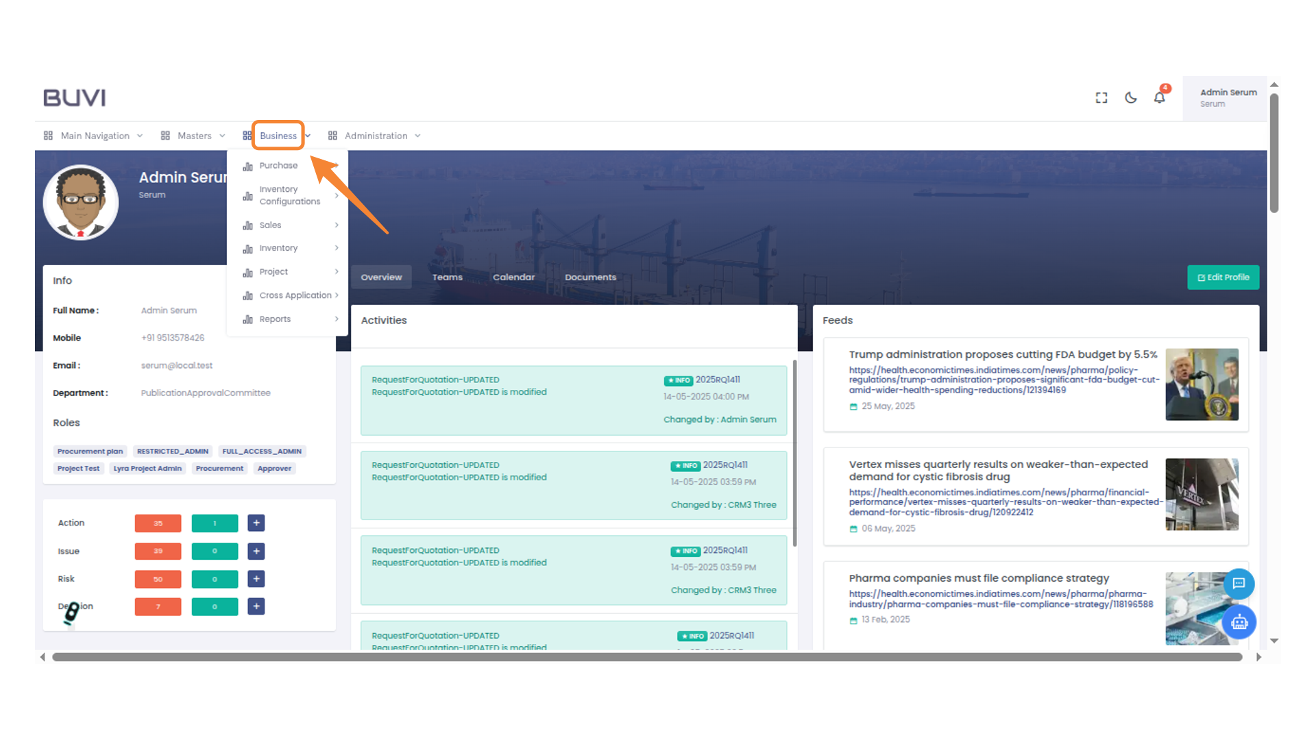 Access Business Menu