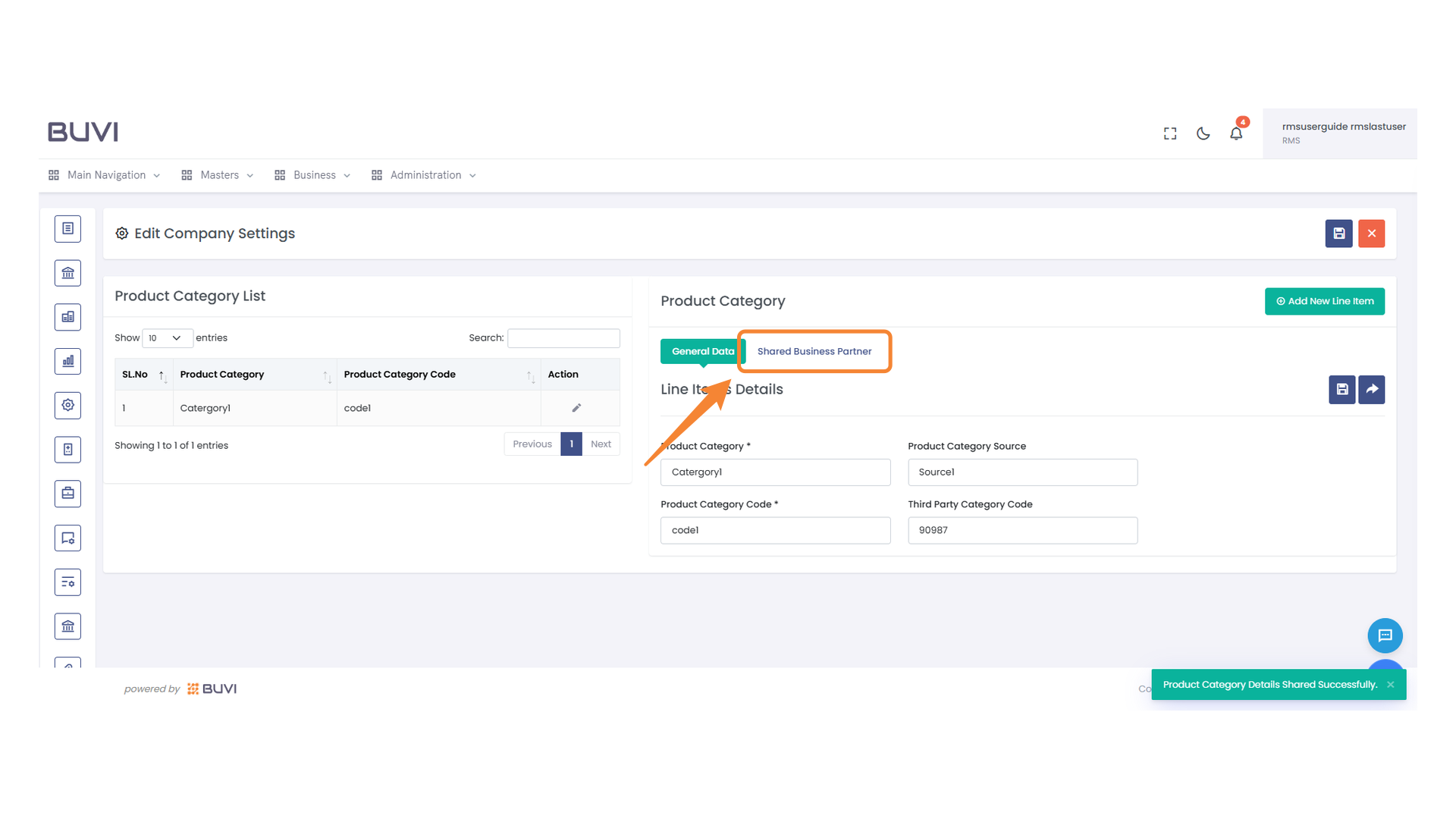 Shared Business Partner Tab