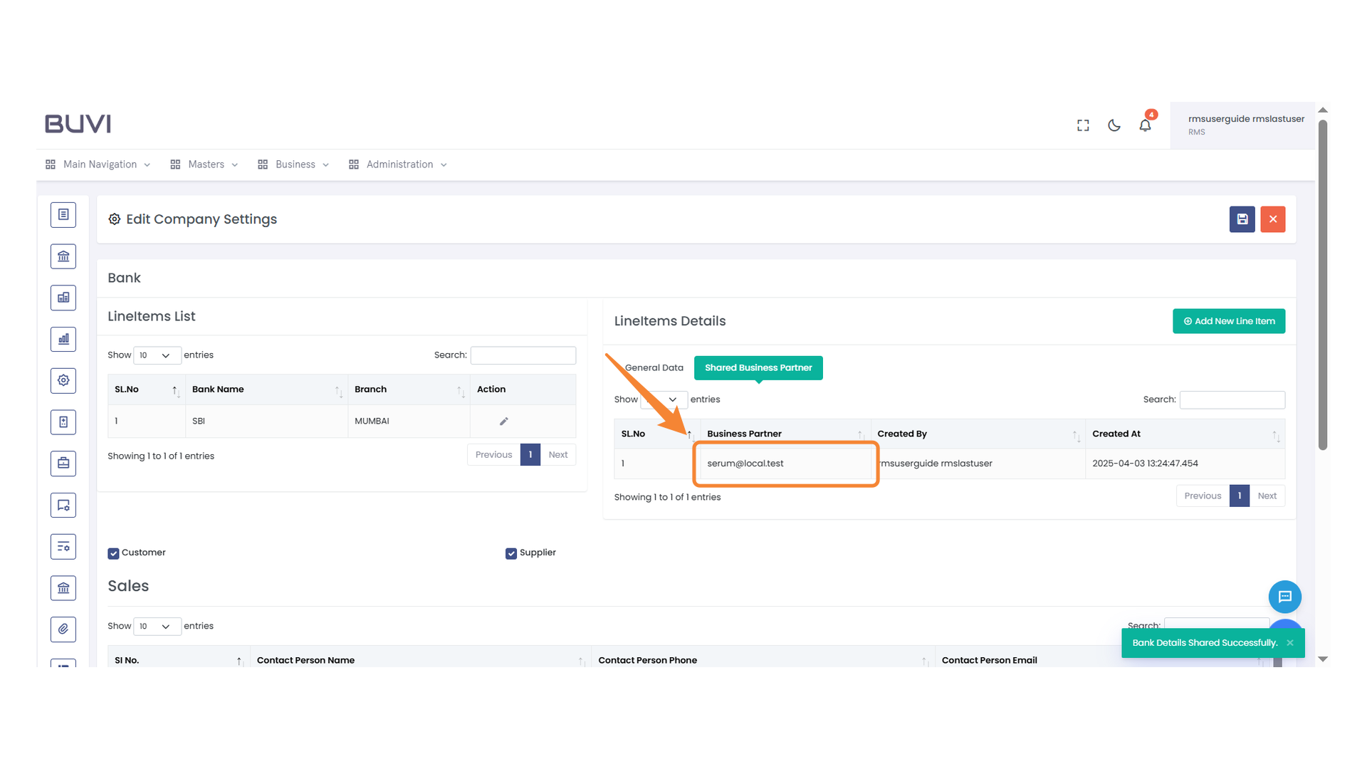Business Partner Email Highlighted