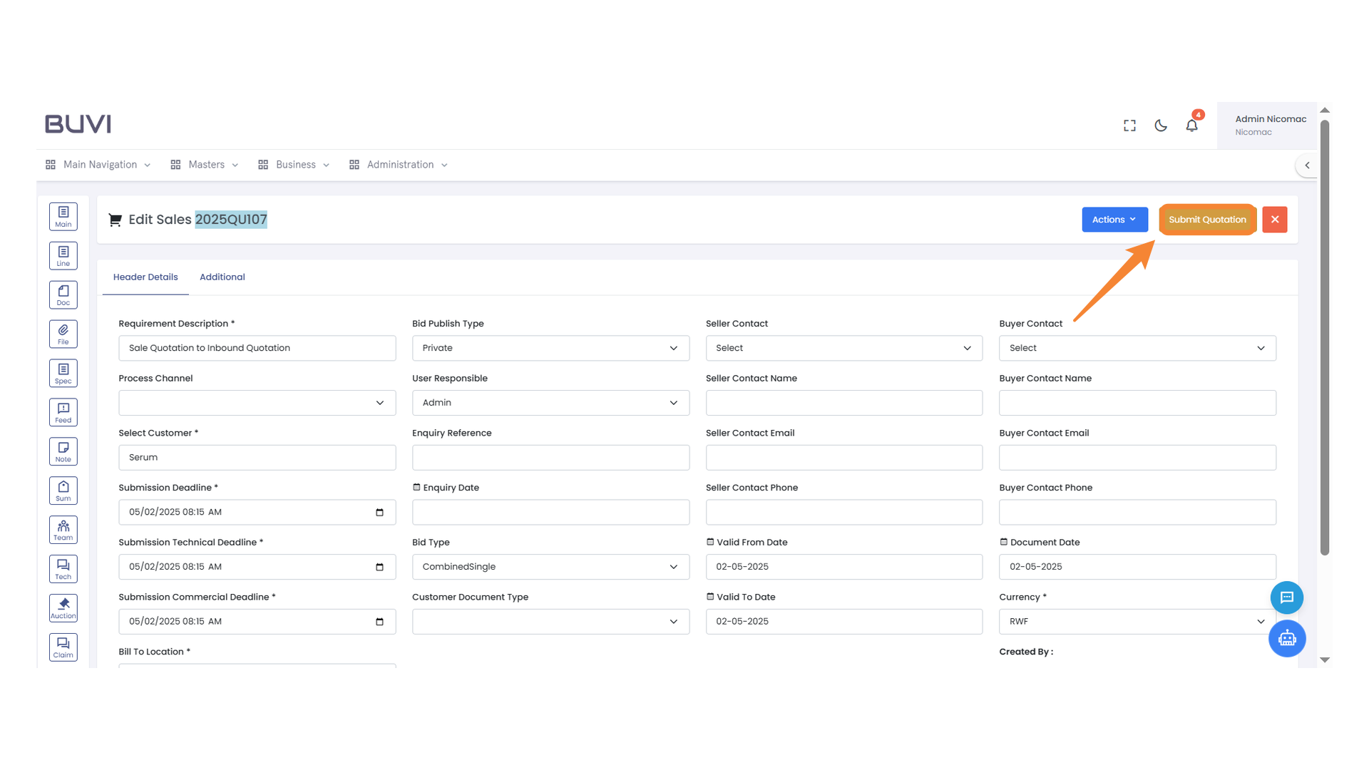 Submit Quotation Button