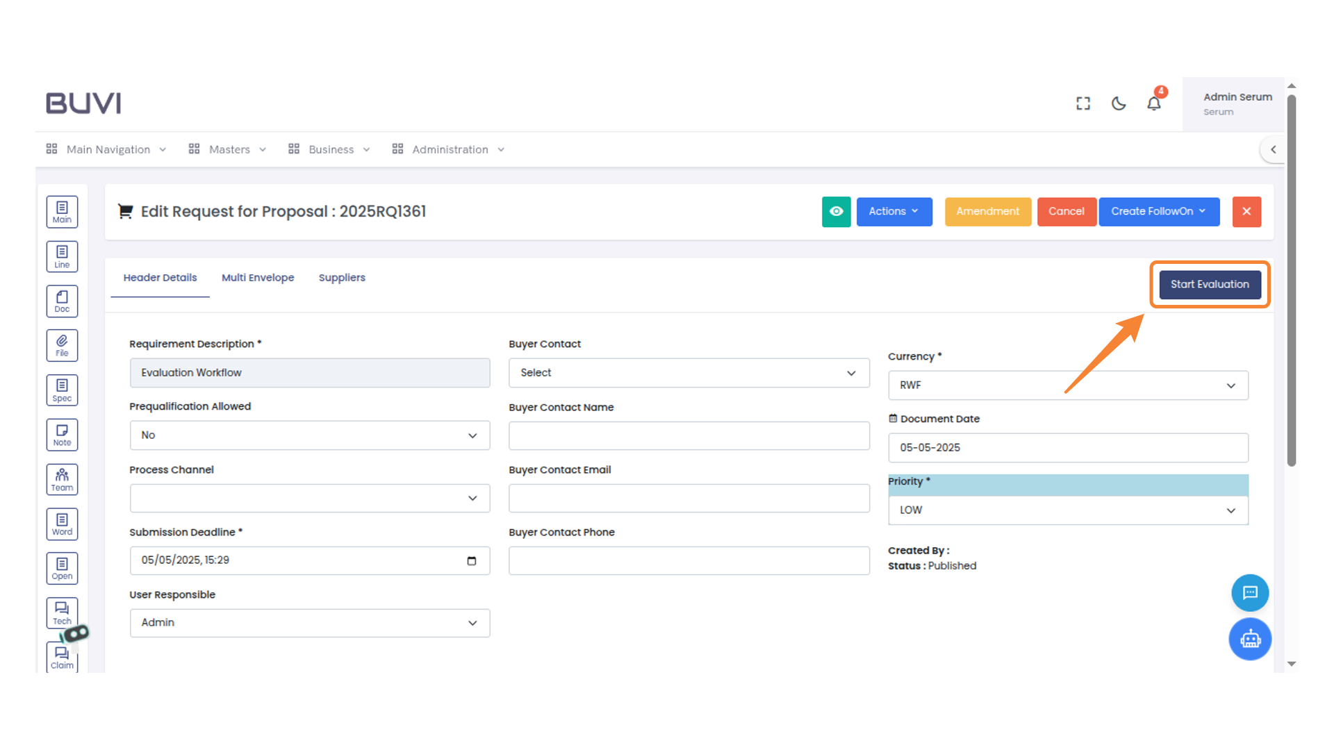 Start Evaluation Button