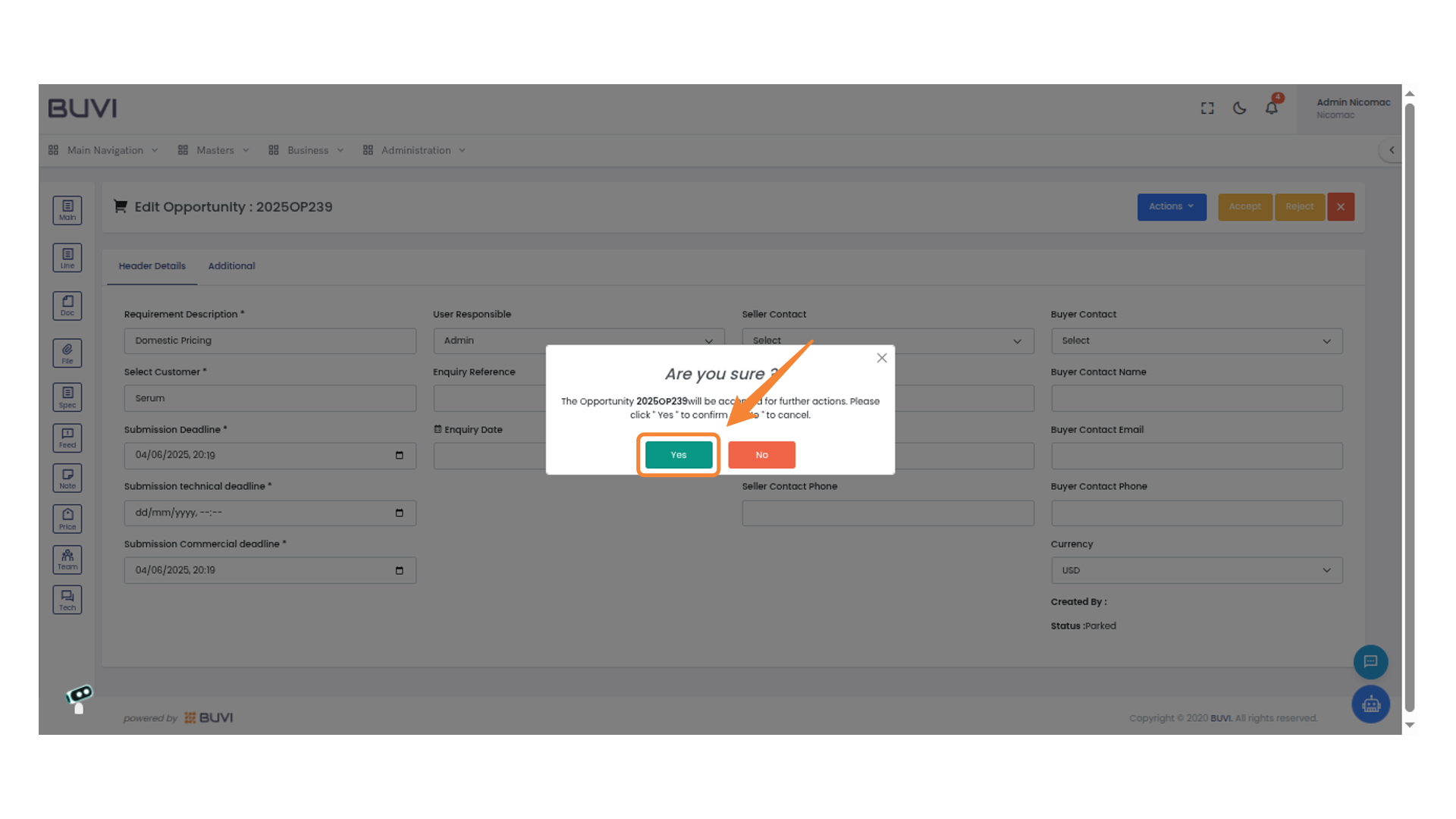Confirm Opportunity Acceptance