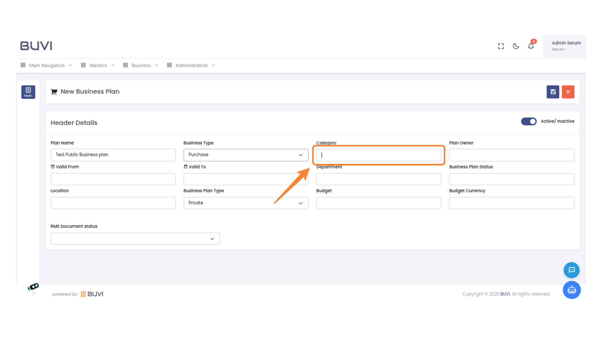 Enter Category Information