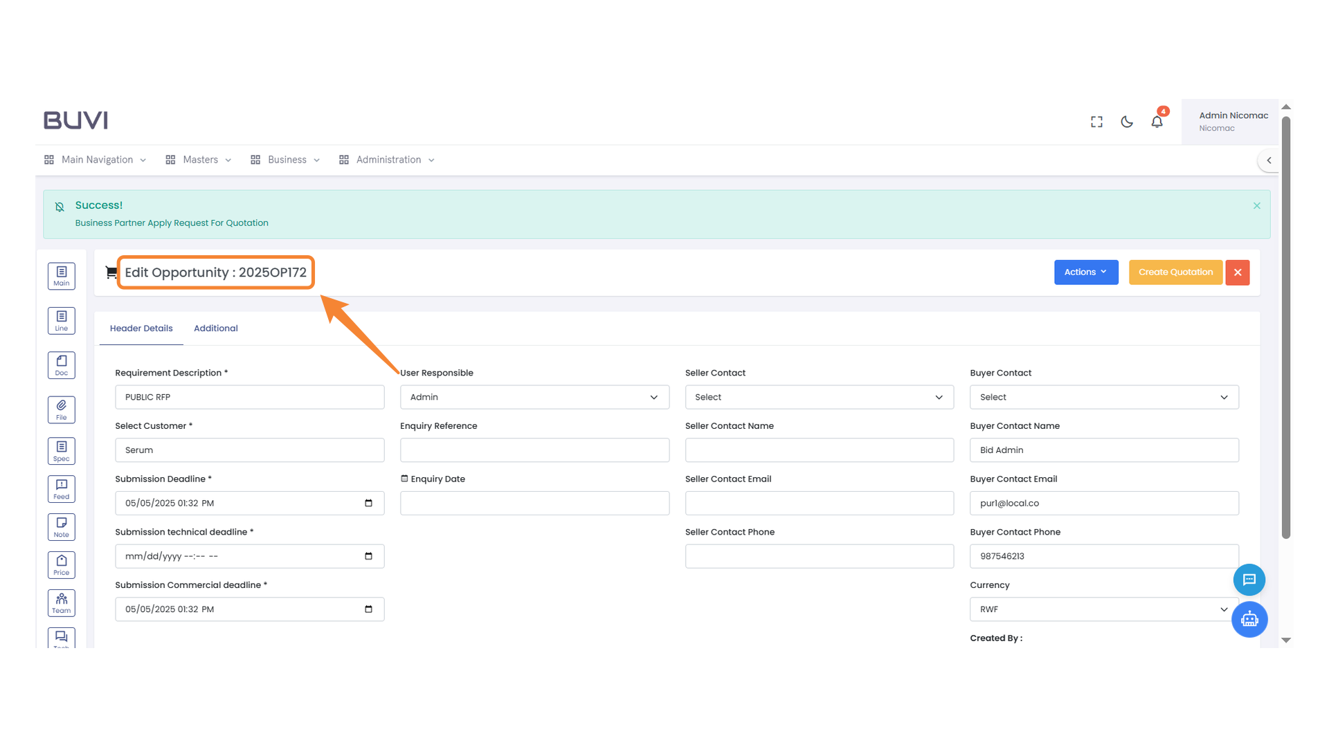 Edit Opportunity Information