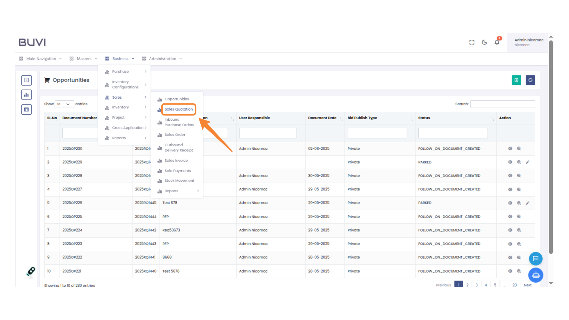 Access Sales Quotation
