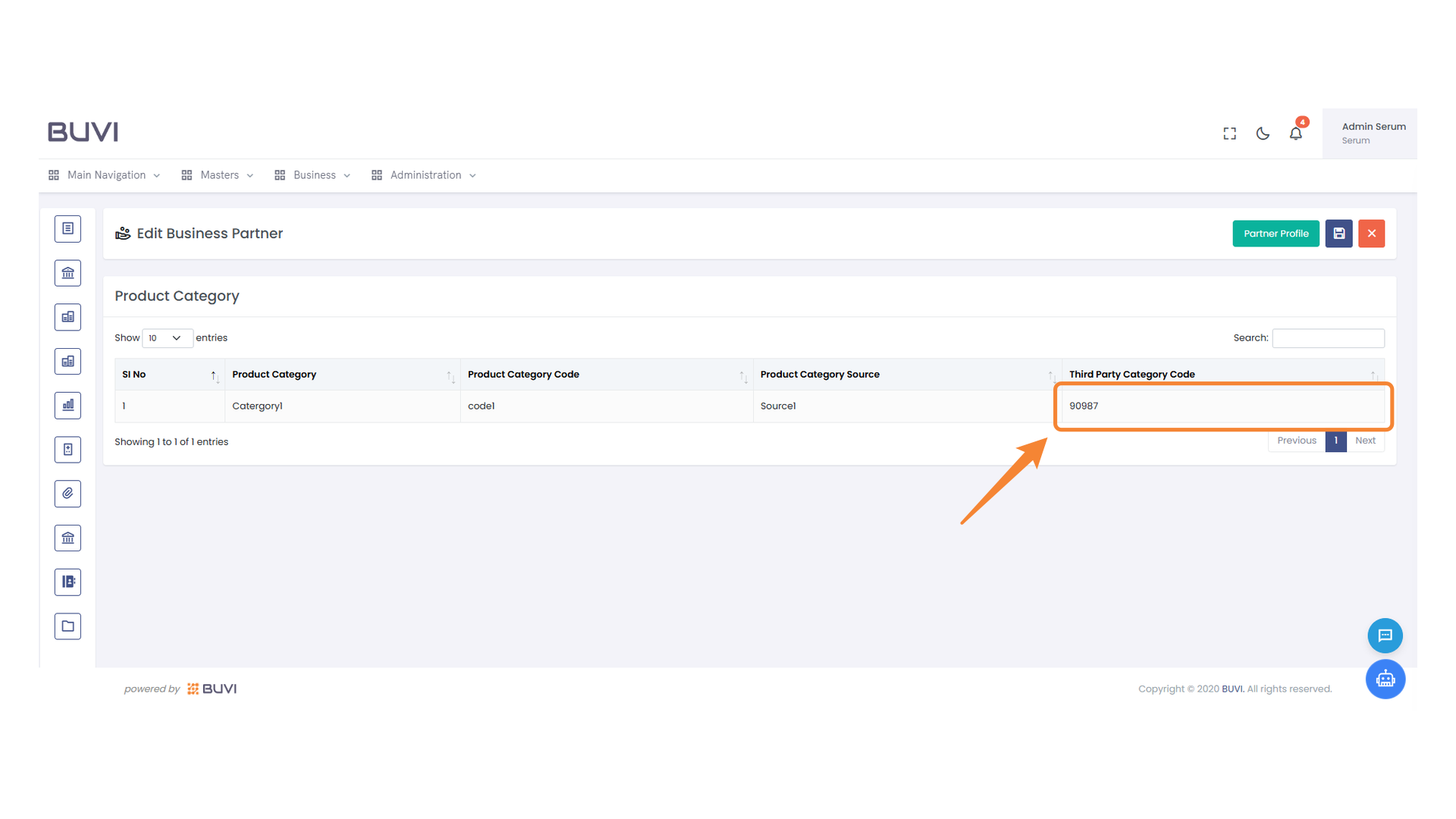 Third Party Category Code Information