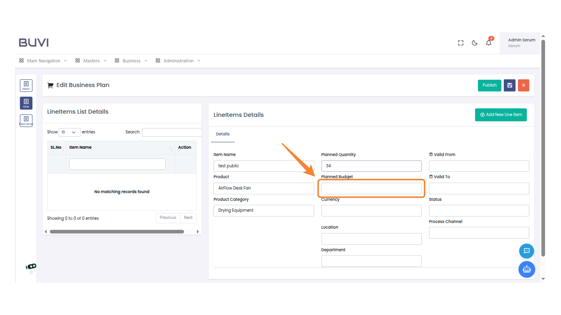 Enter Planned Budget