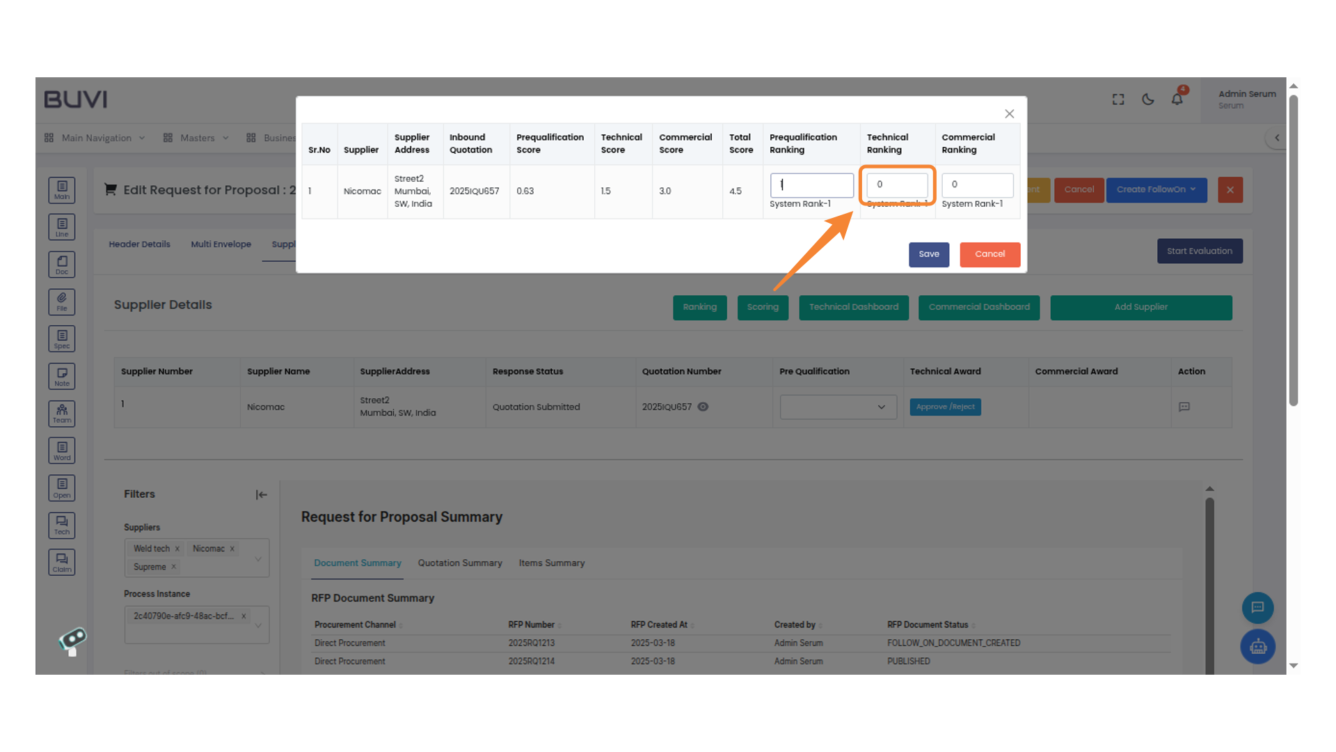 Technical Ranking Input