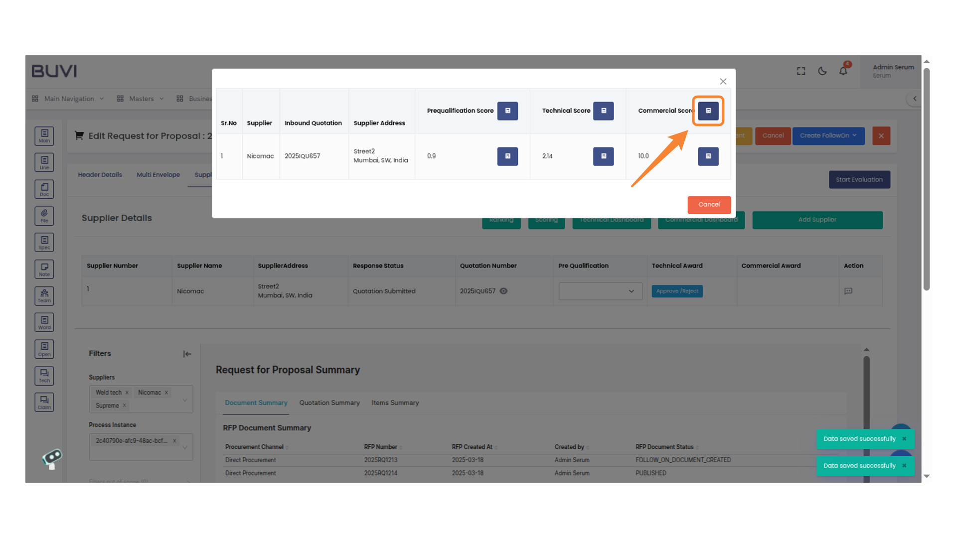Commercial Score Input Field