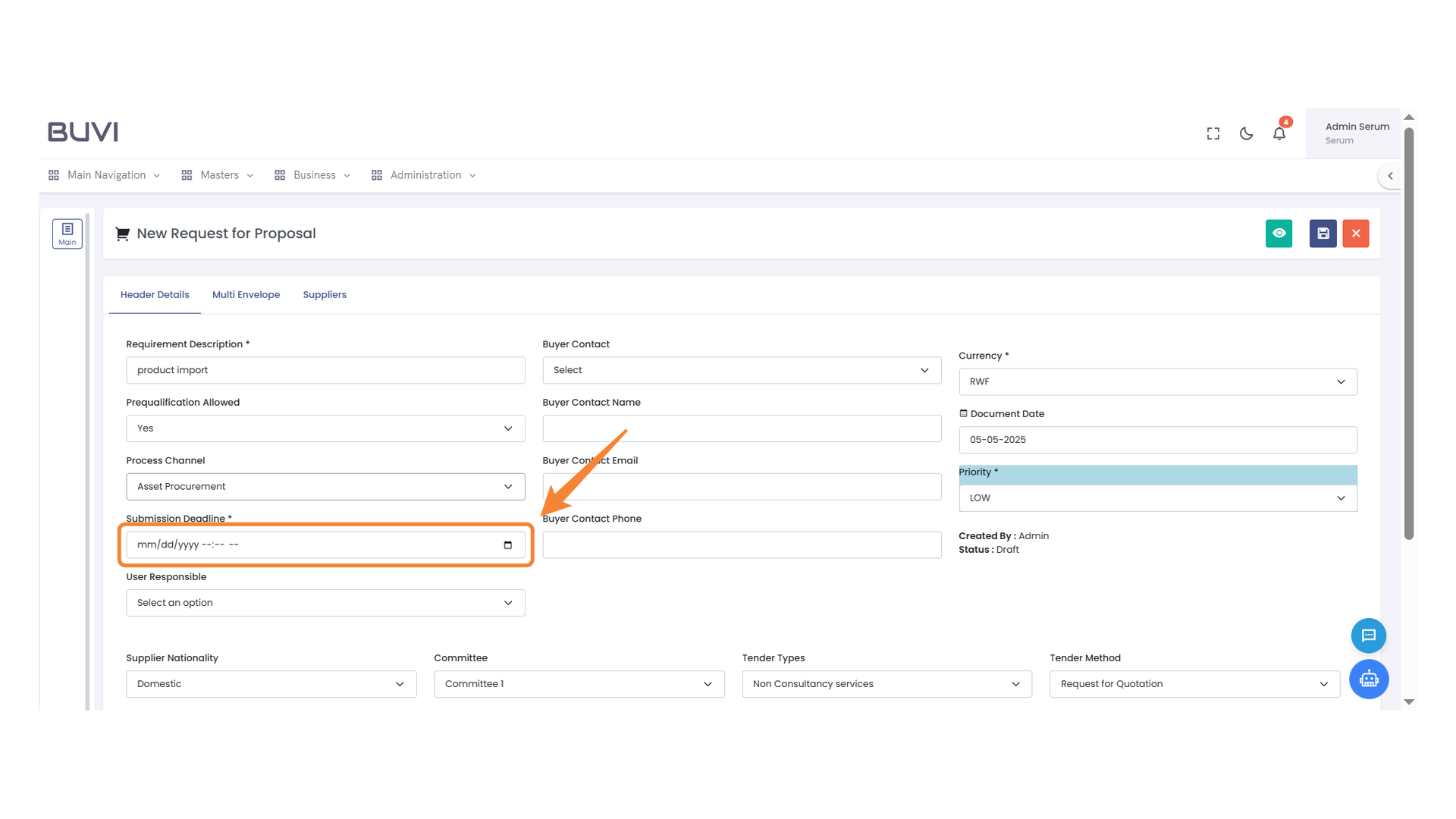 Submission Deadline Field