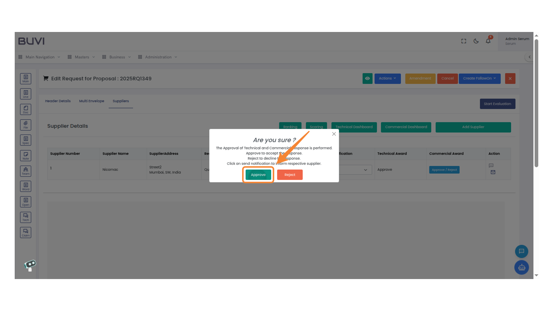 Approval Confirmation Dialog