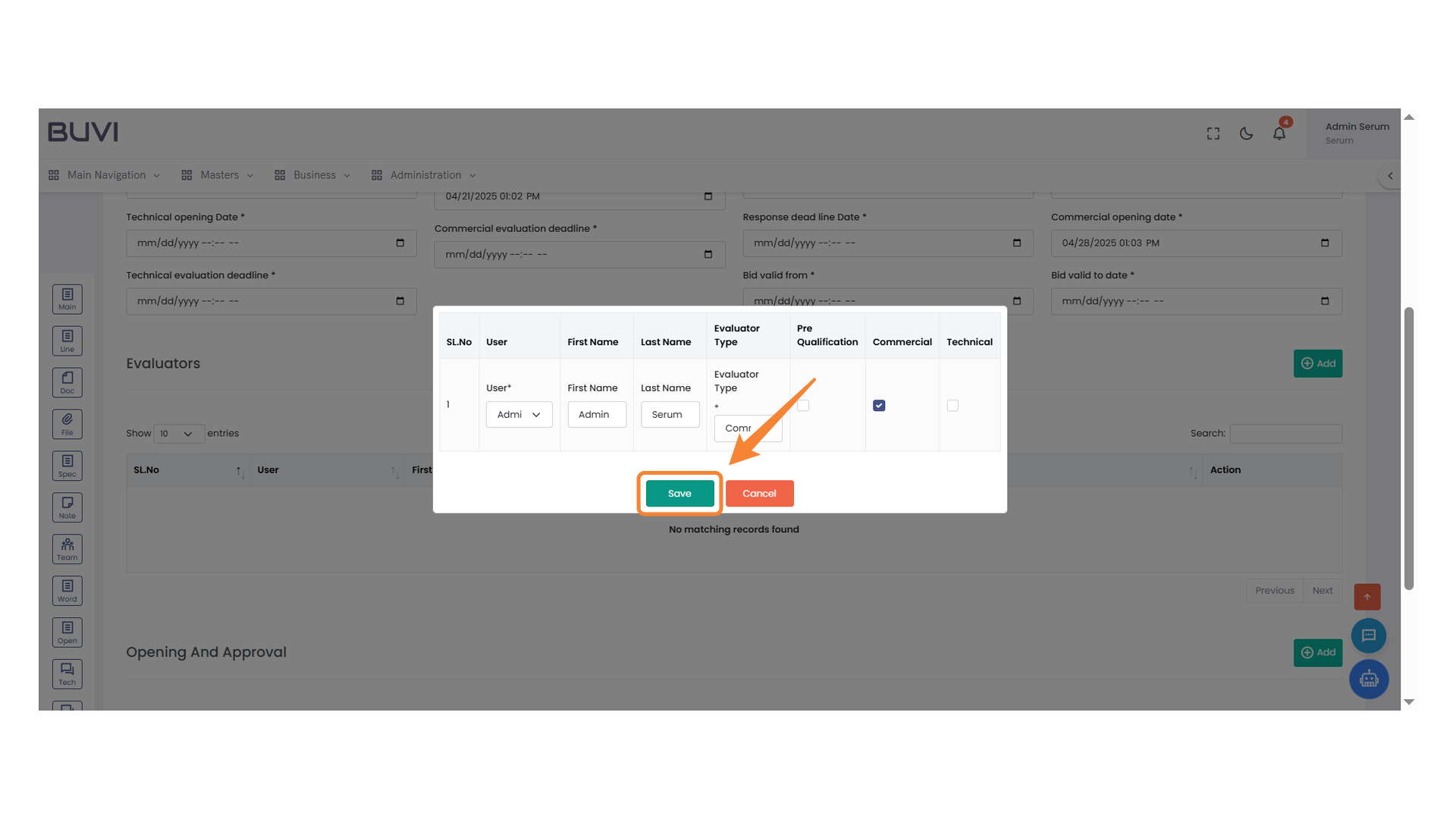 Save Button Highlighted
