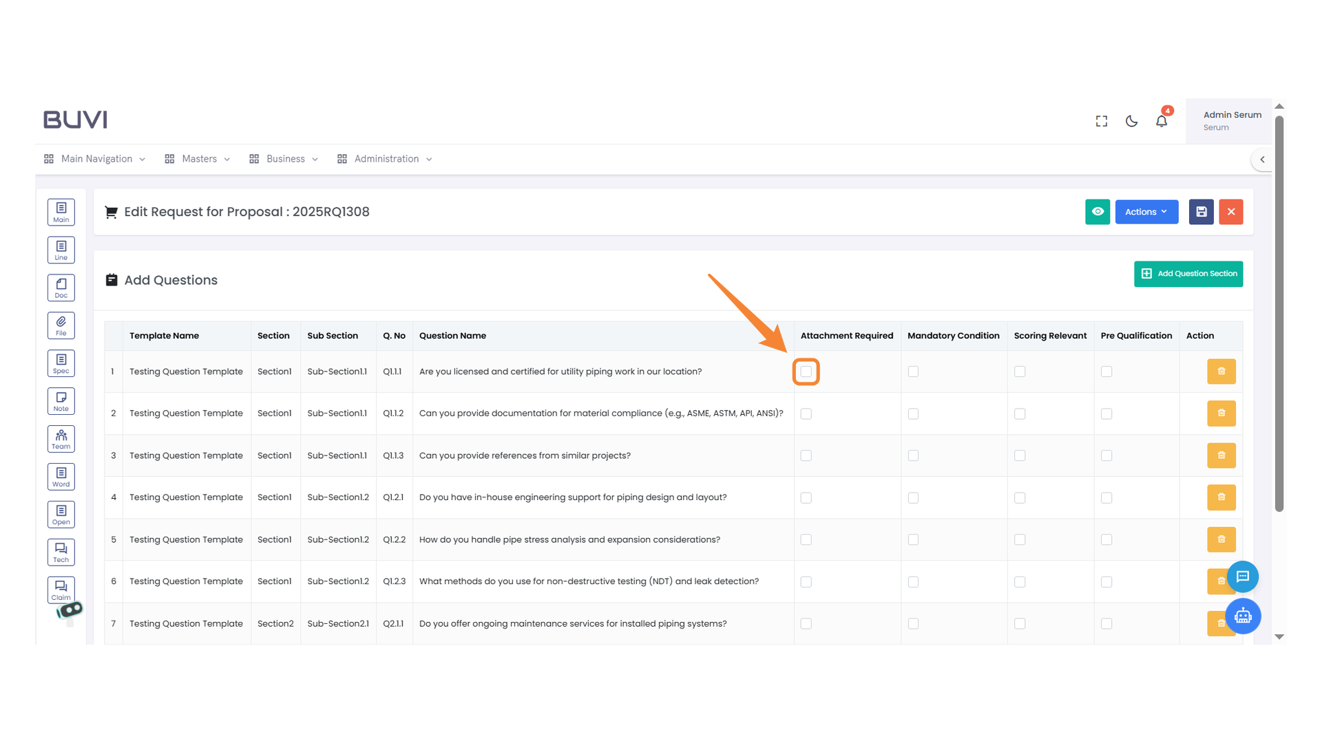 Attachment Requirement Checkbox