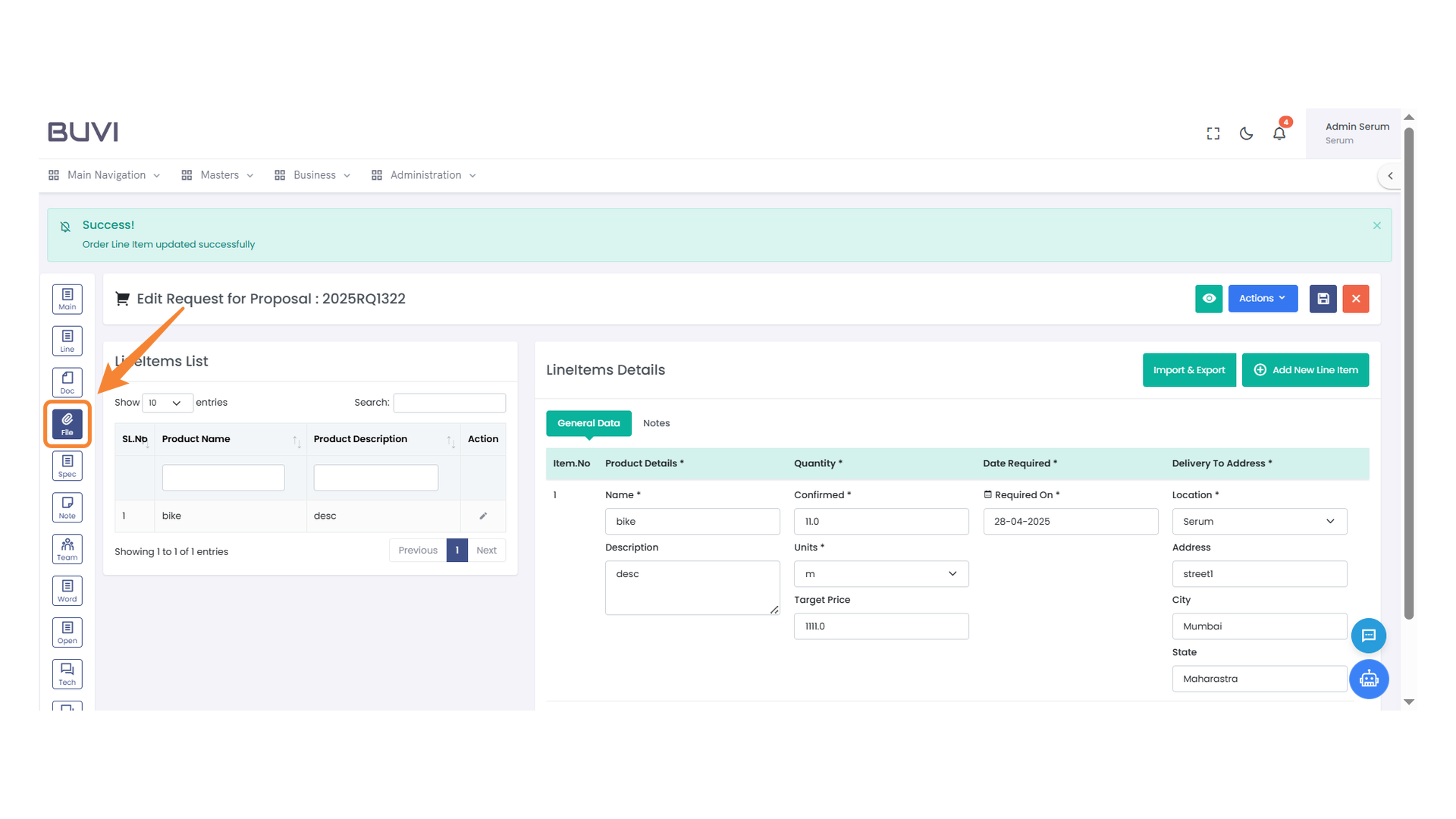 File Icon in Navigation Menu