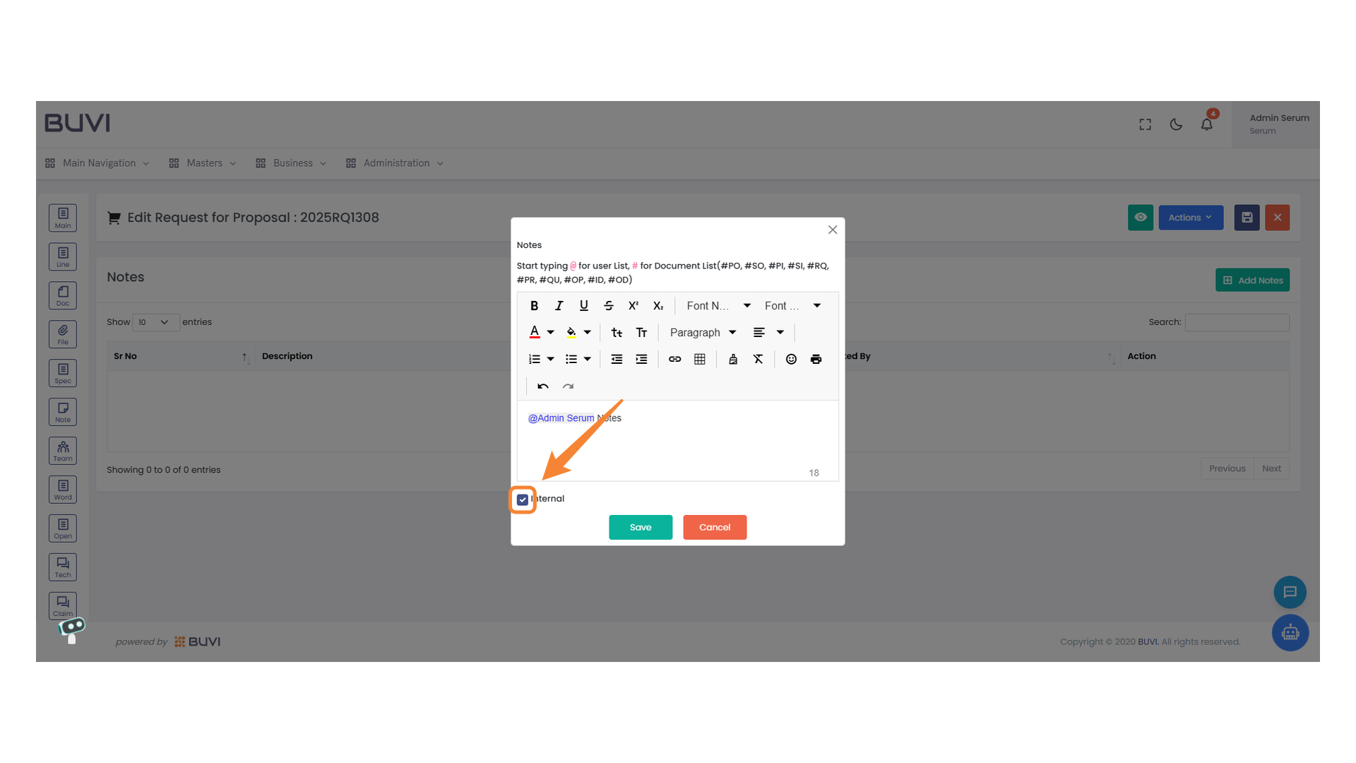 Internal Checkbox Option