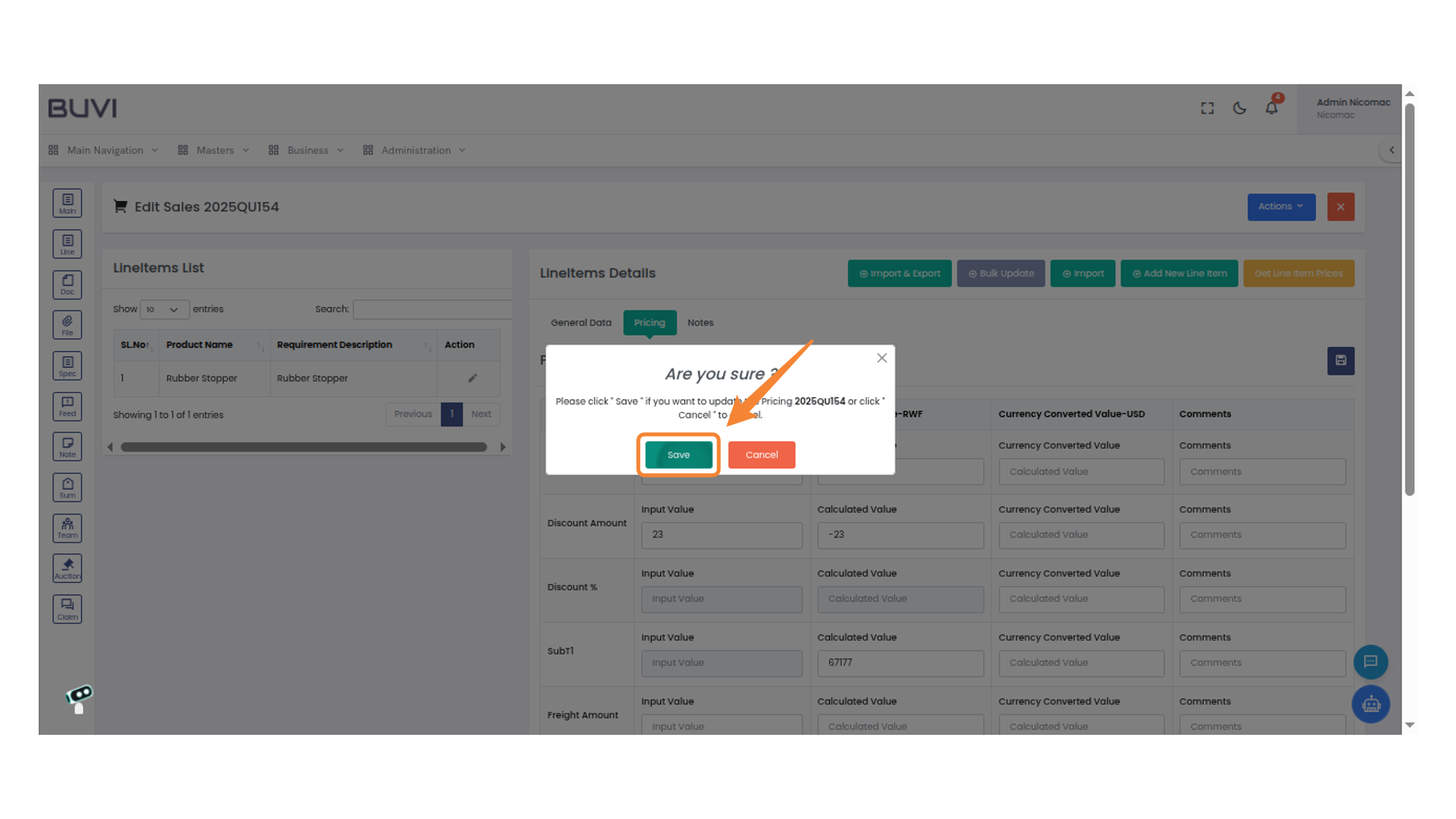 Confirm Pricing Update