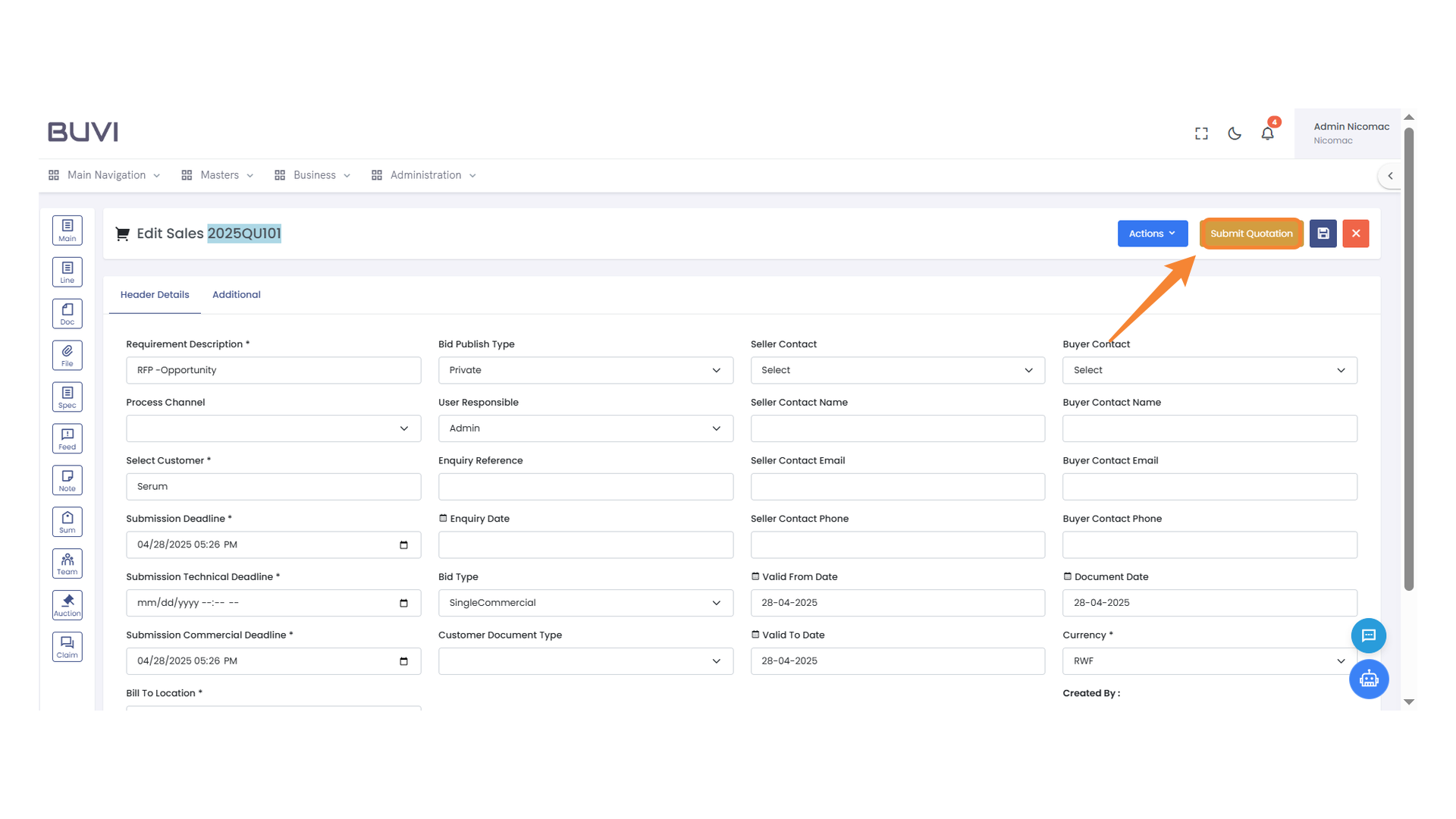 Submit Quotation Button