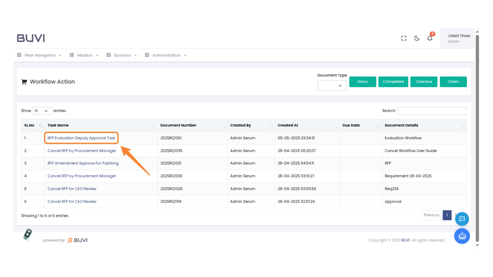 RFP Evaluation Deputy Approval Task