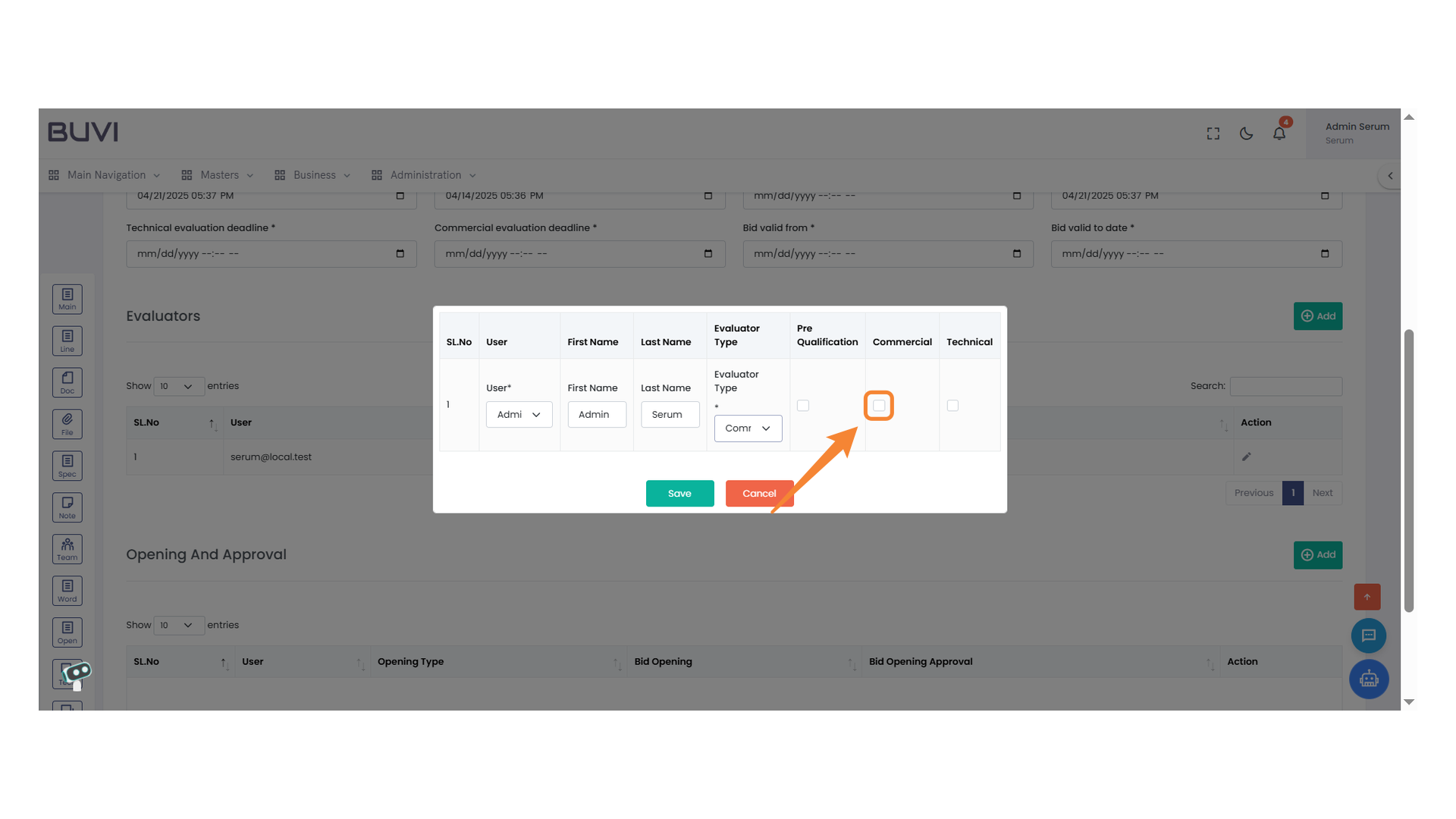 Commercial Evaluation Checkbox