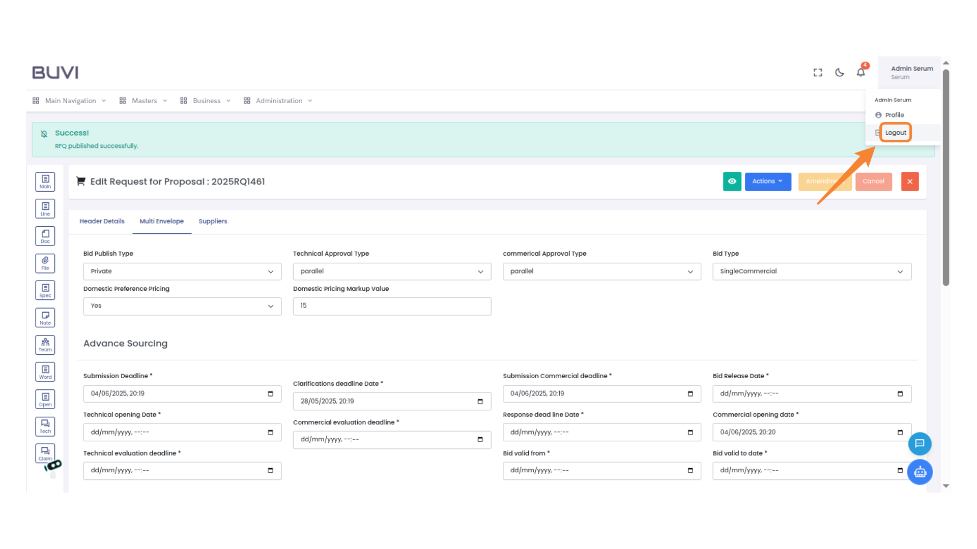 Logout from the System