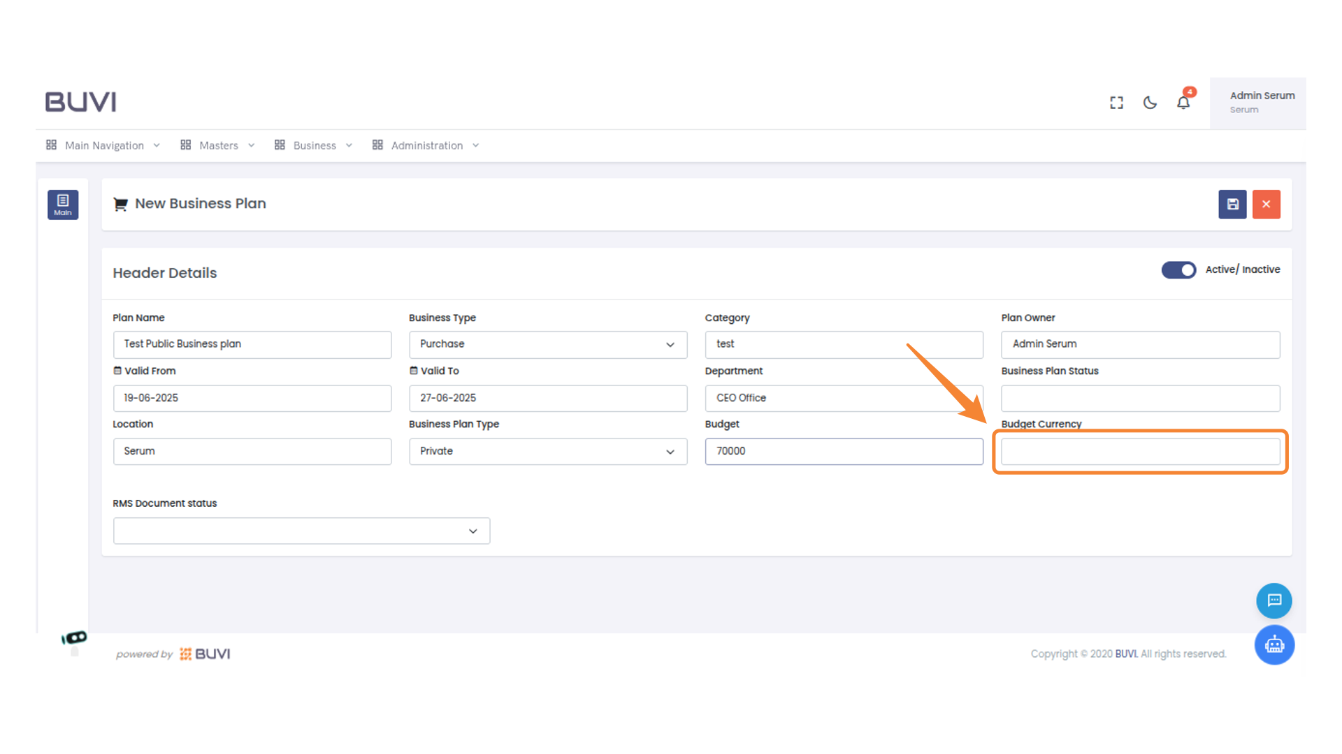 Enter Budget Currency