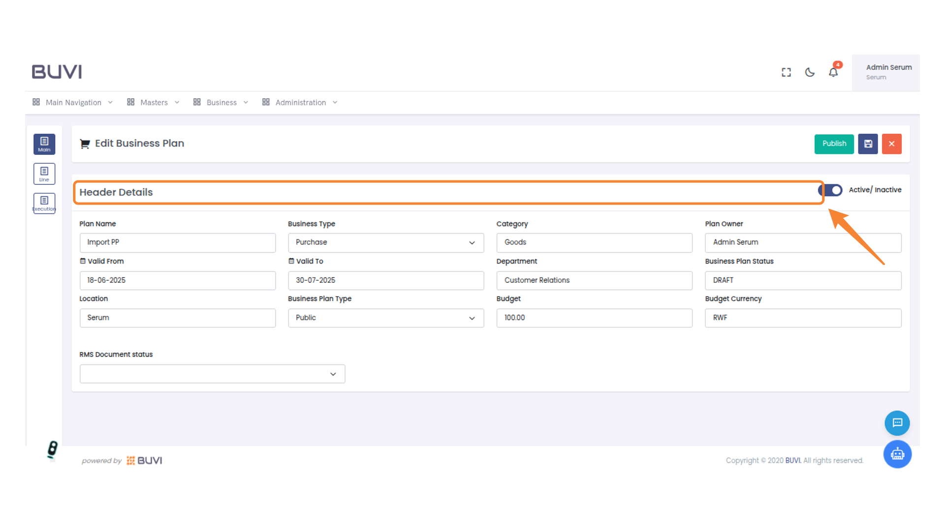 Verify Imported details for header
