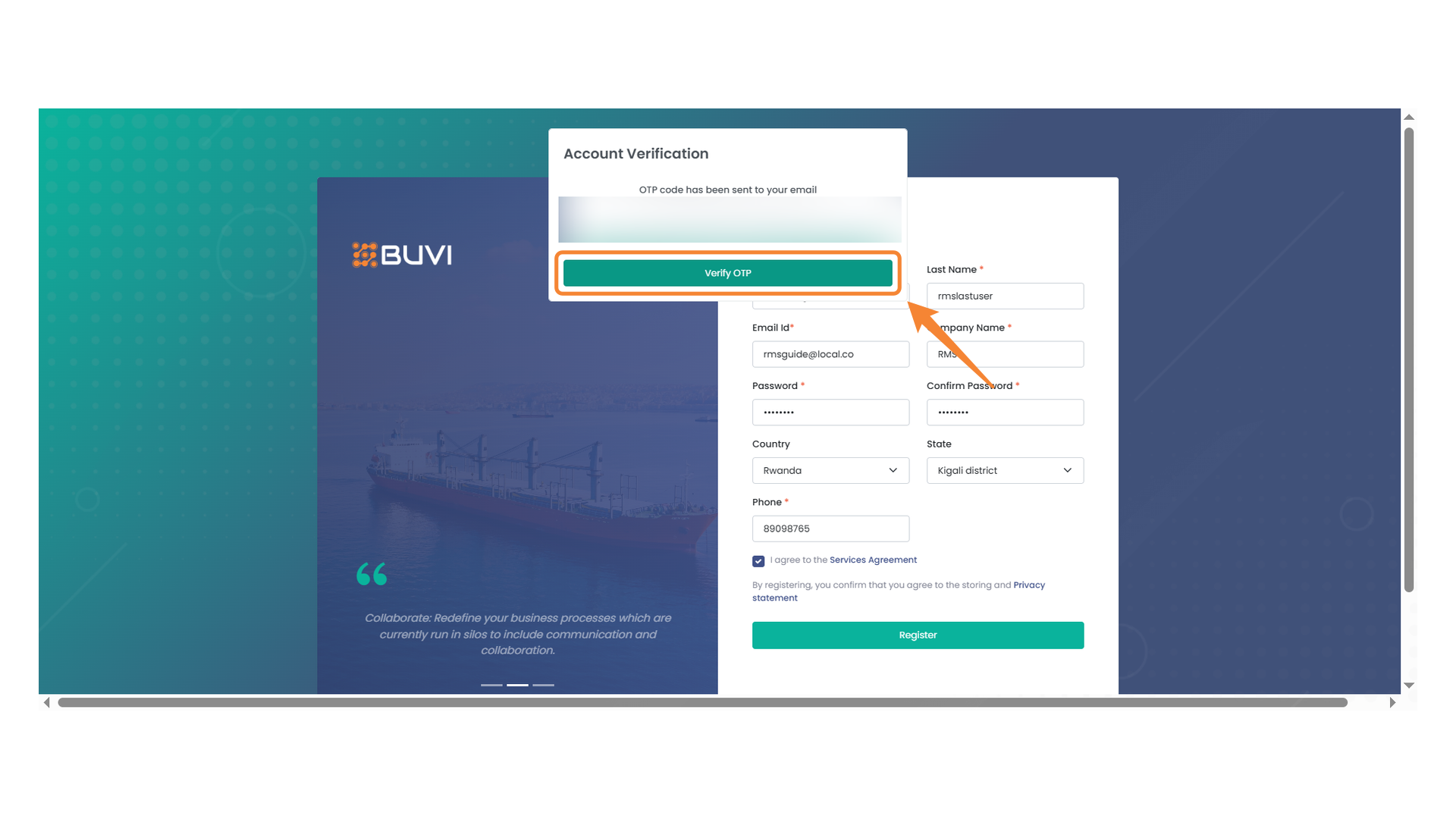 OTP Verification Button