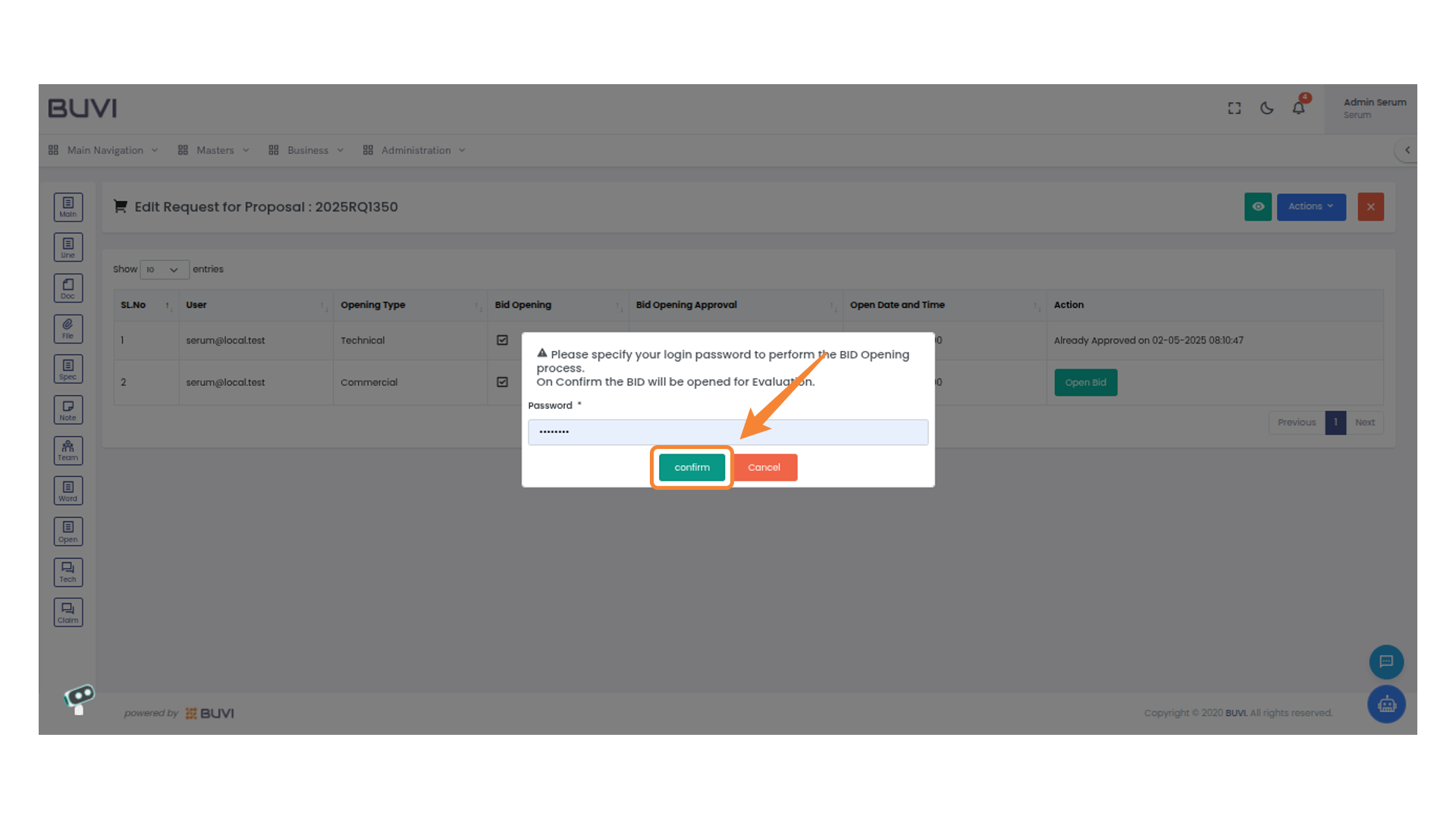 Confirm Button Activation