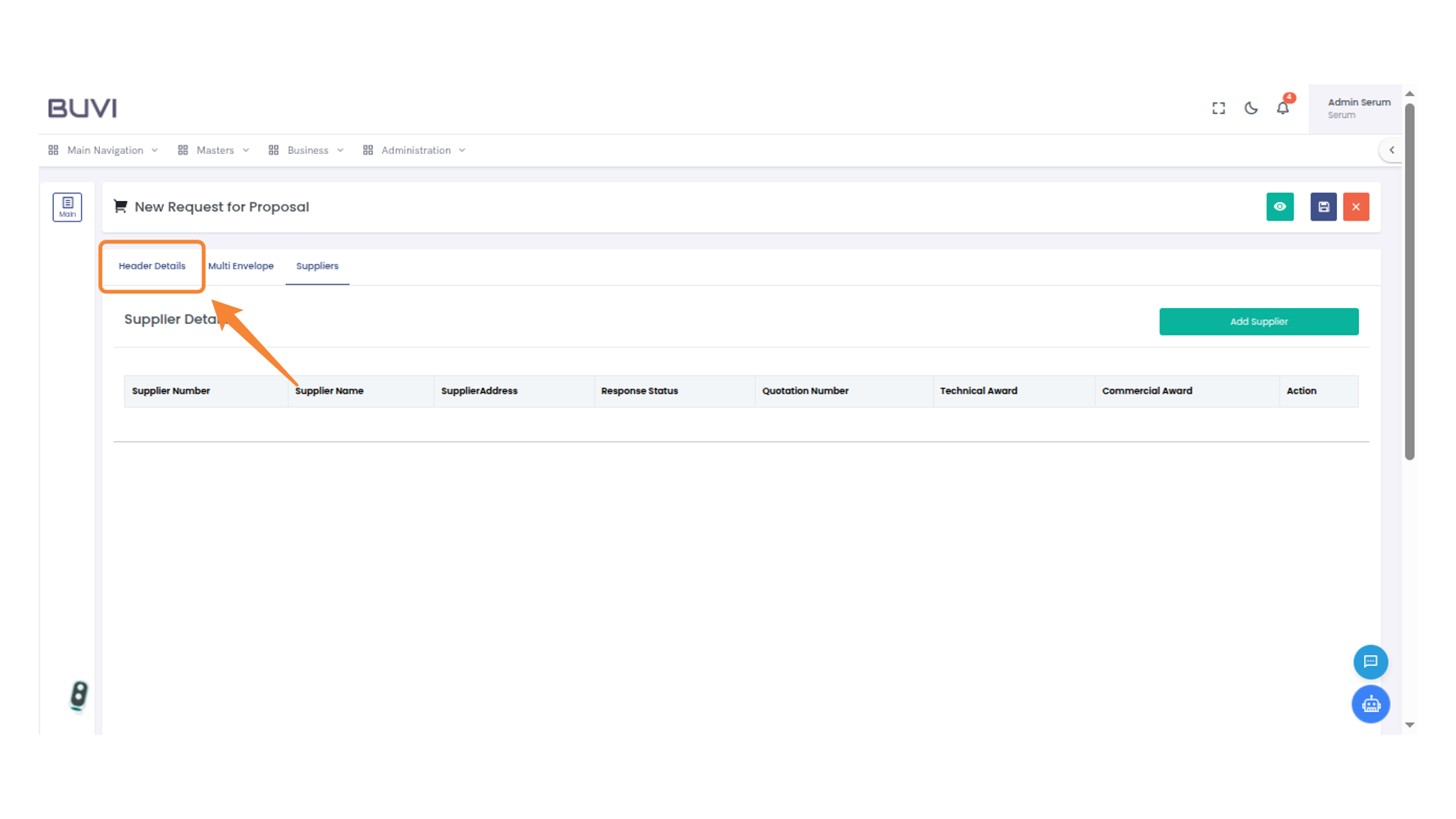 Header Details Section