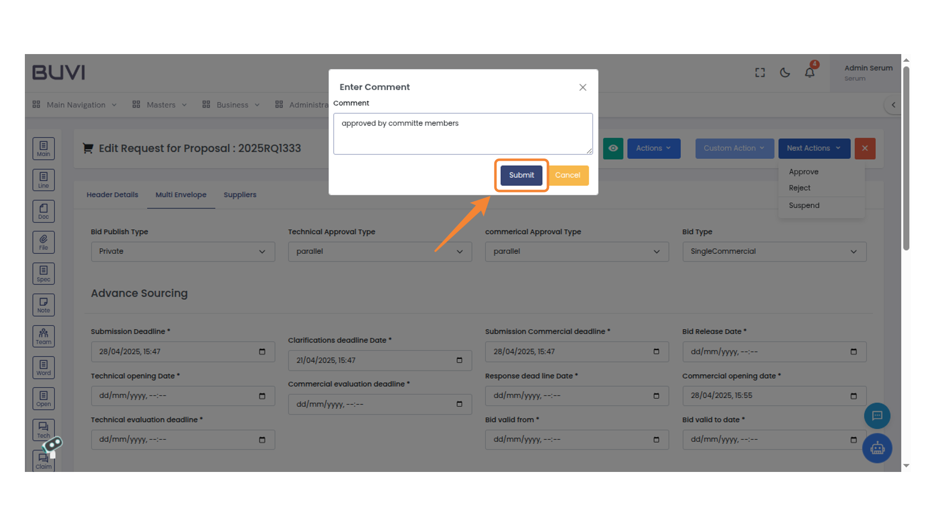 Submit Button in Comment Box