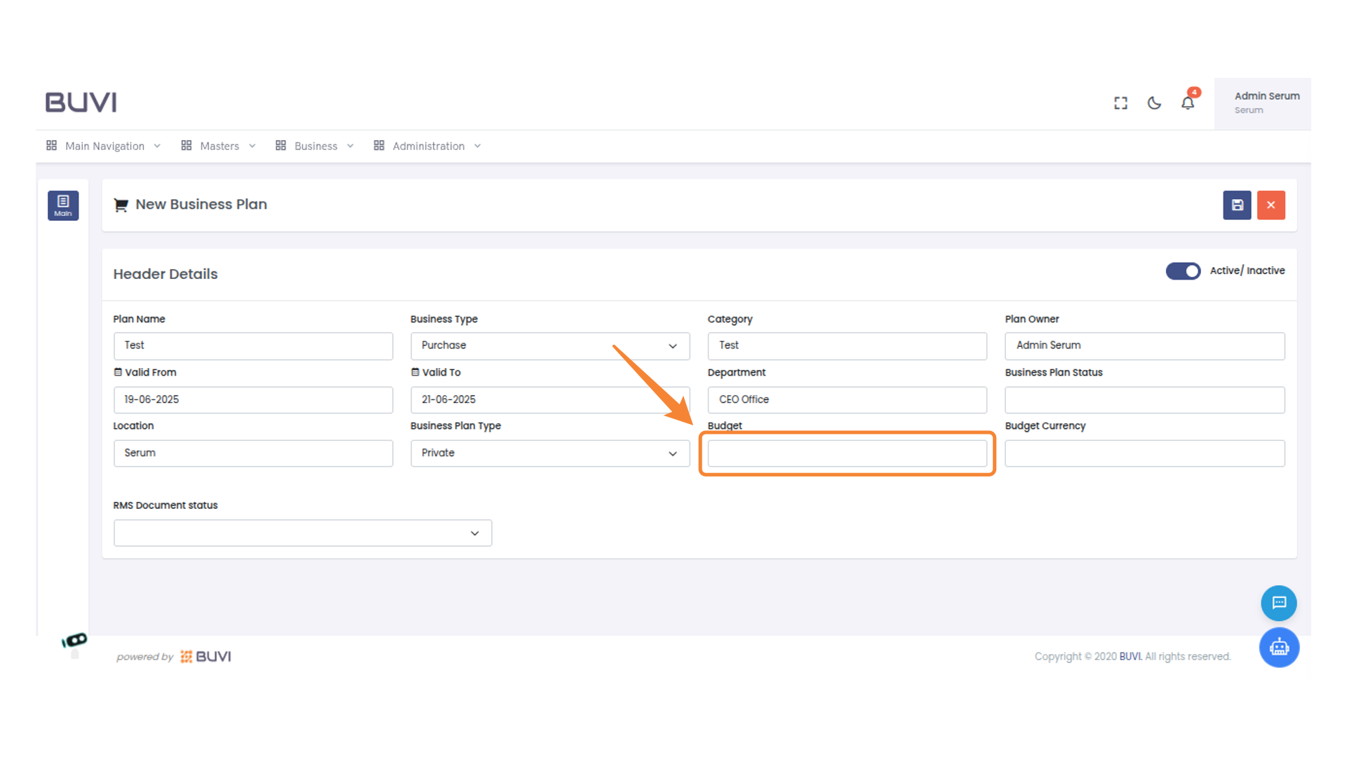 Input Budget Information