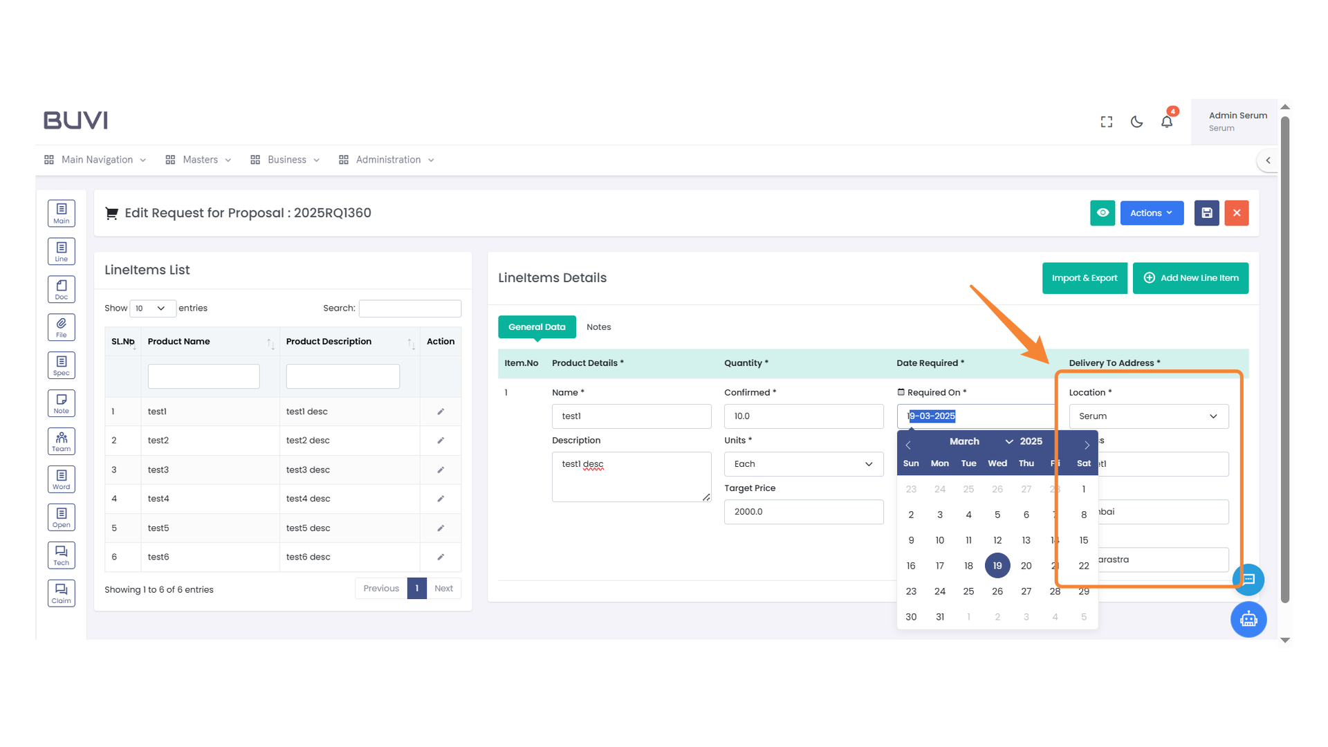 Delivery Address Selection